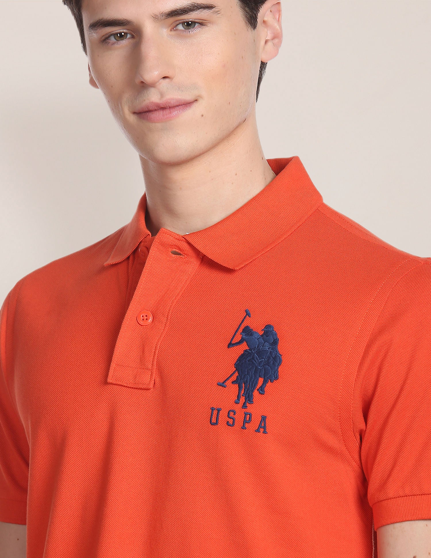 Compact Cotton Logo Polo Shirt Dark Orange - U.S. POLO ASSN. | Large