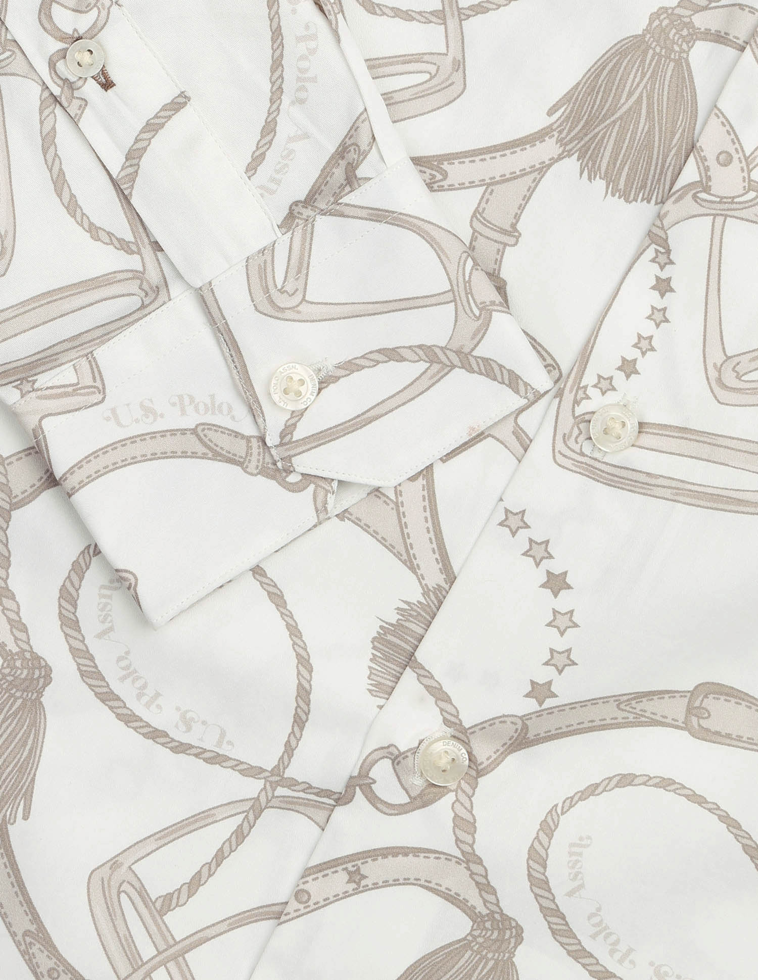 Satin All Over Printed Shirt Ivory - U.S. POLO ASSN. | Large