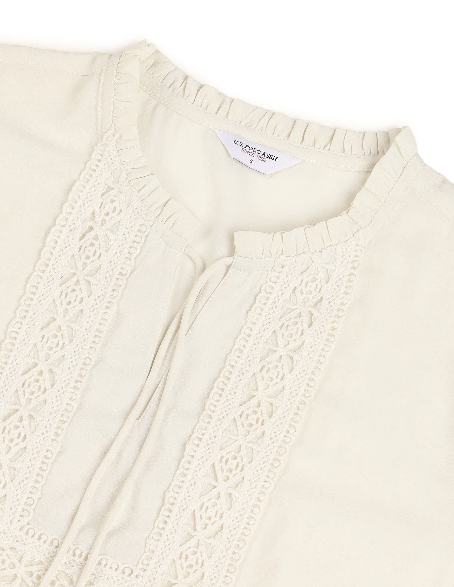 Lace Detail Regular Fit Top Off White - U.S. POLO ASSN. | Large