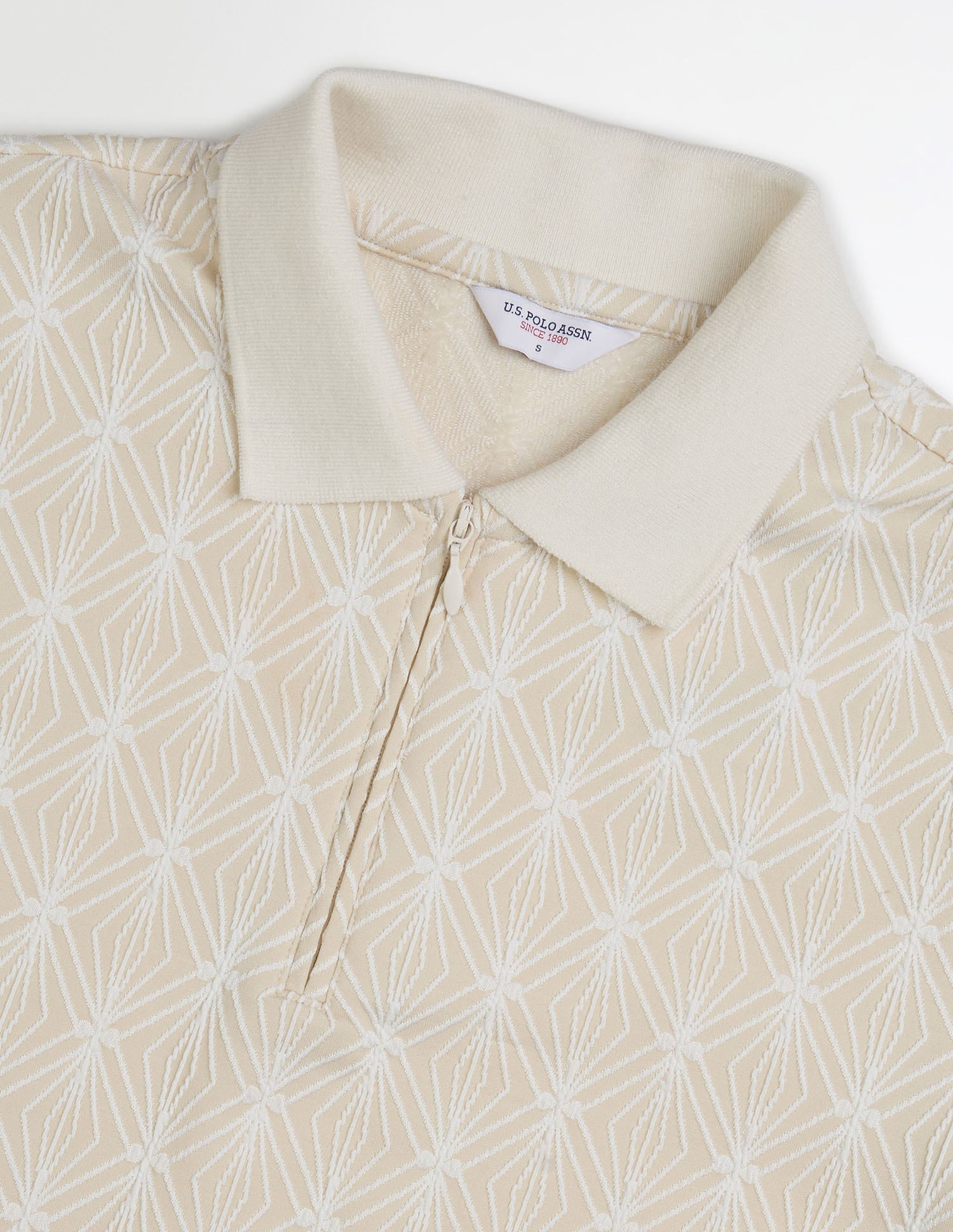 Geometric Self Design Polo Shirt Dress Beige - U.S. Polo Assn. India | Large