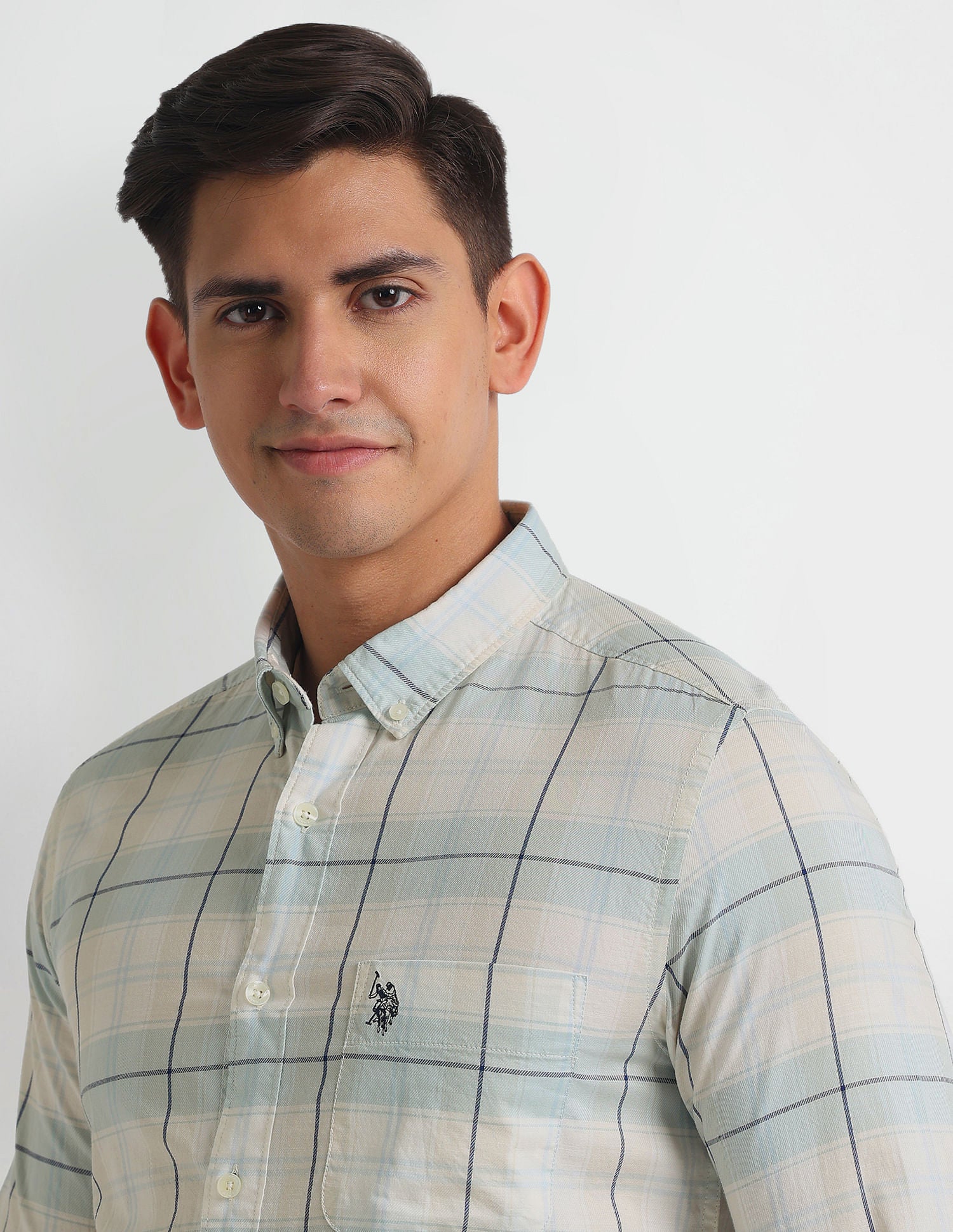 Tartan Check Slim Shirt White - U.S. Polo Assn. India | Large