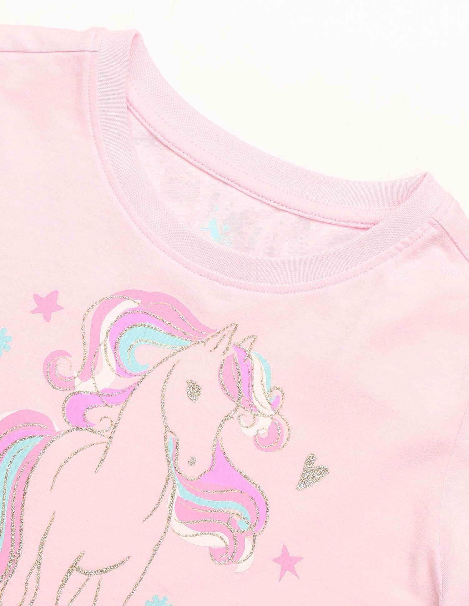 Girls Graphic Printed Regular Fit T-Shirt Light Pink - U.S. POLO ASSN. | Large