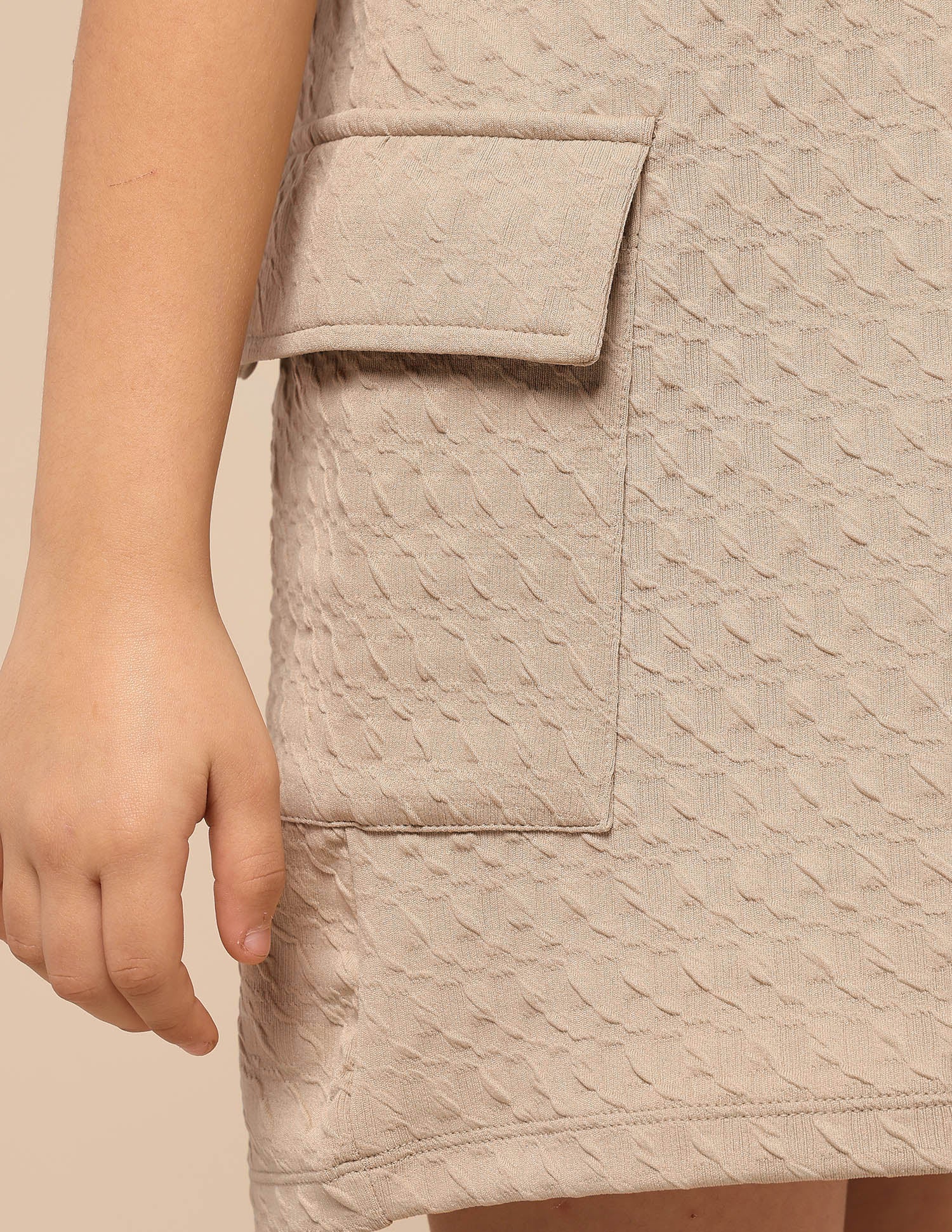 Girls Textured T-Shirt Dress Beige - U.S. POLO ASSN. | Large