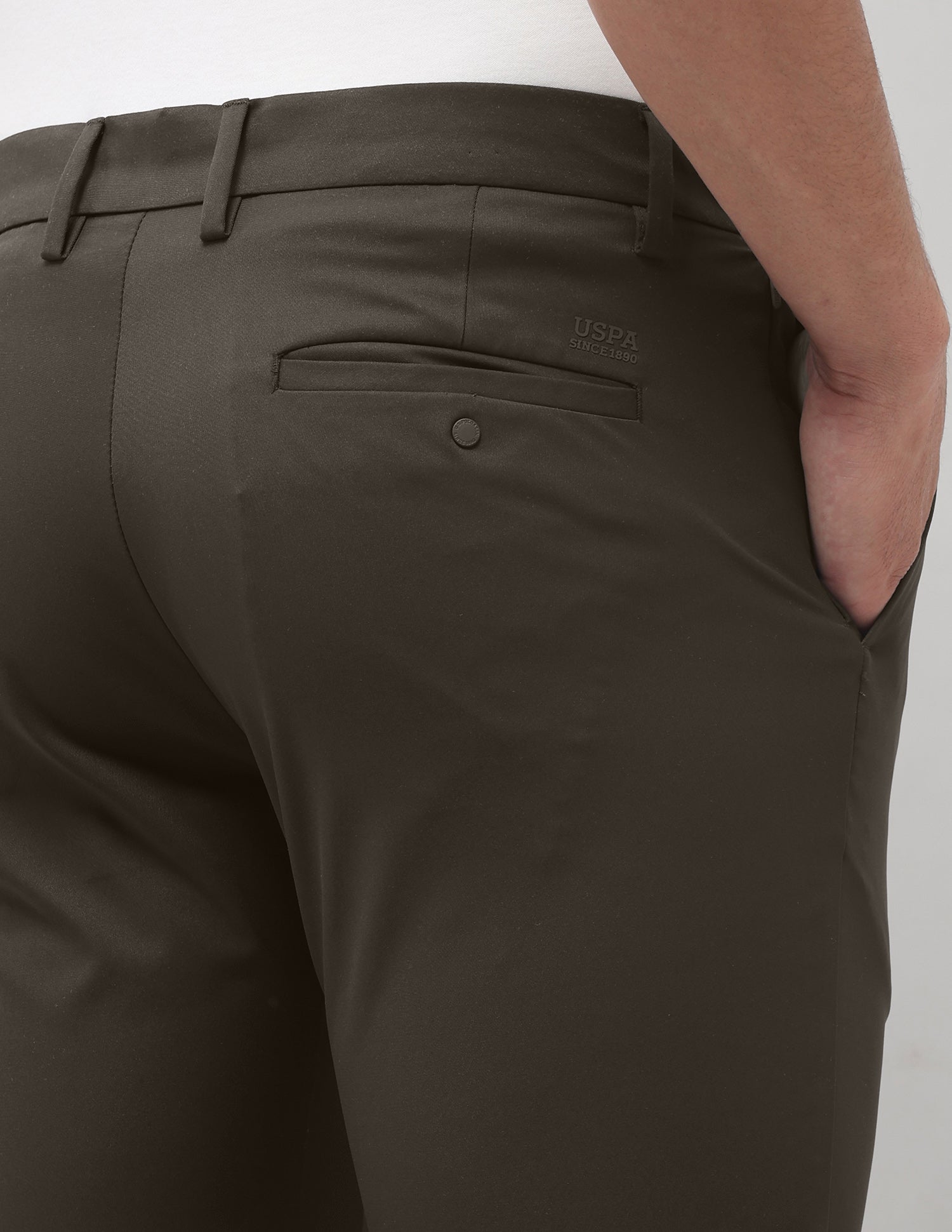Denver Slim Fit Mid Rise Trousers Choco - U.S. Polo Assn. India | Large