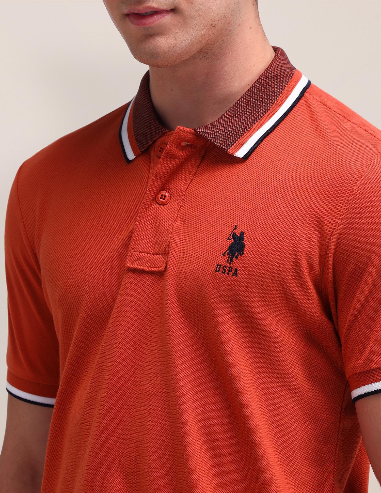 Solid Slim Fit Polo Shirt Rust - U.S. Polo Assn. India | Large