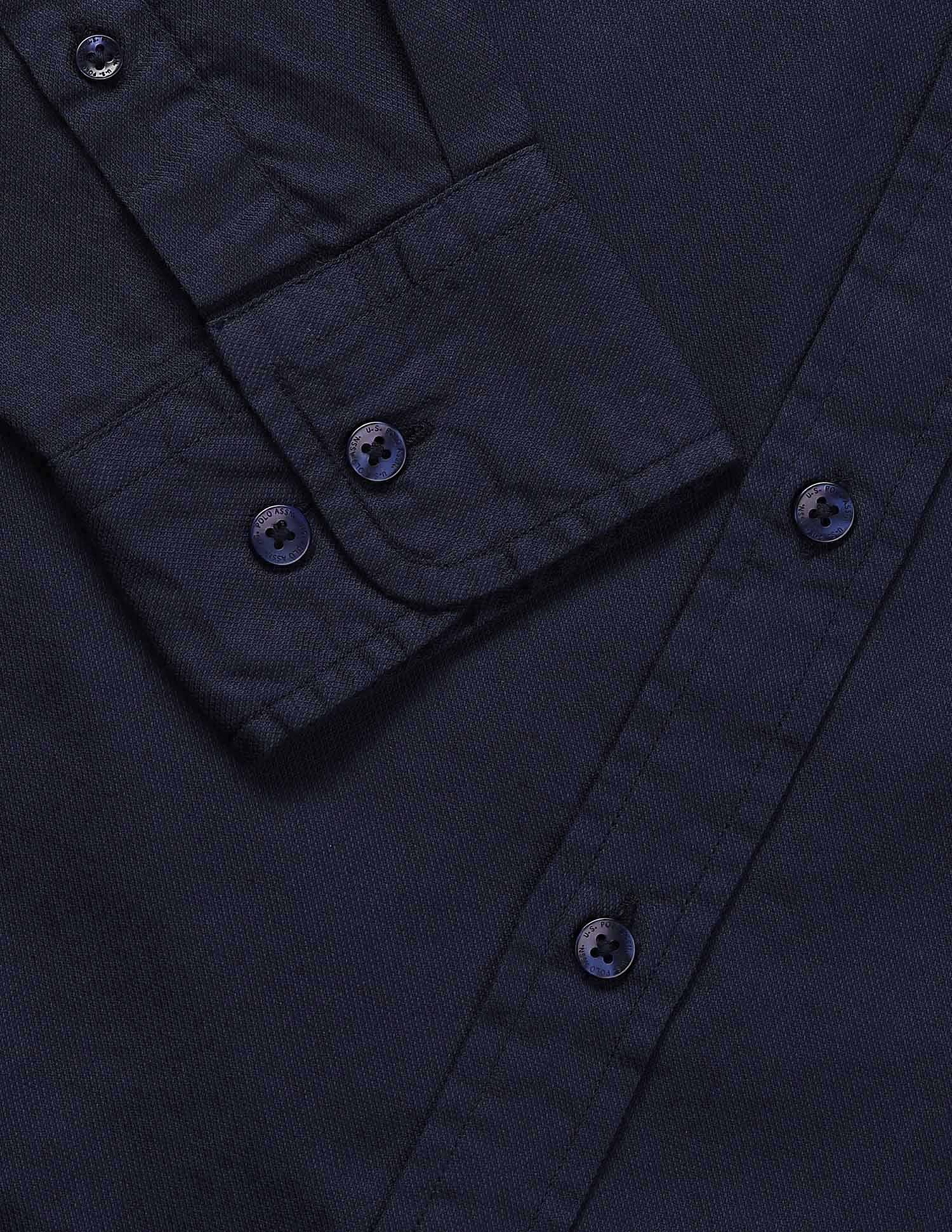 Solid Birds Eye Dobby Shirt Navy - U.S. Polo Assn. India | Large