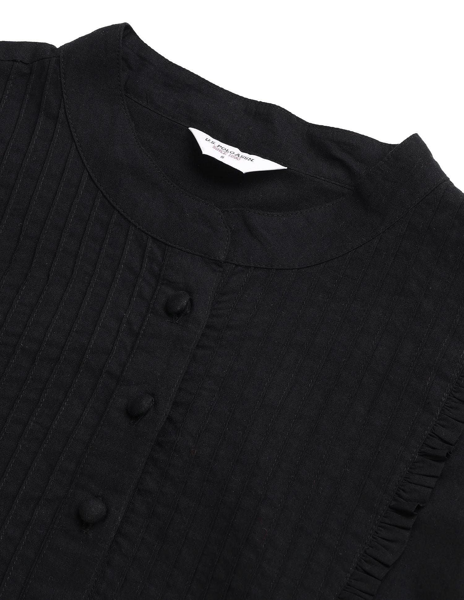 Pintuck Yoke Top Black - U.S. Polo Assn. India | Large