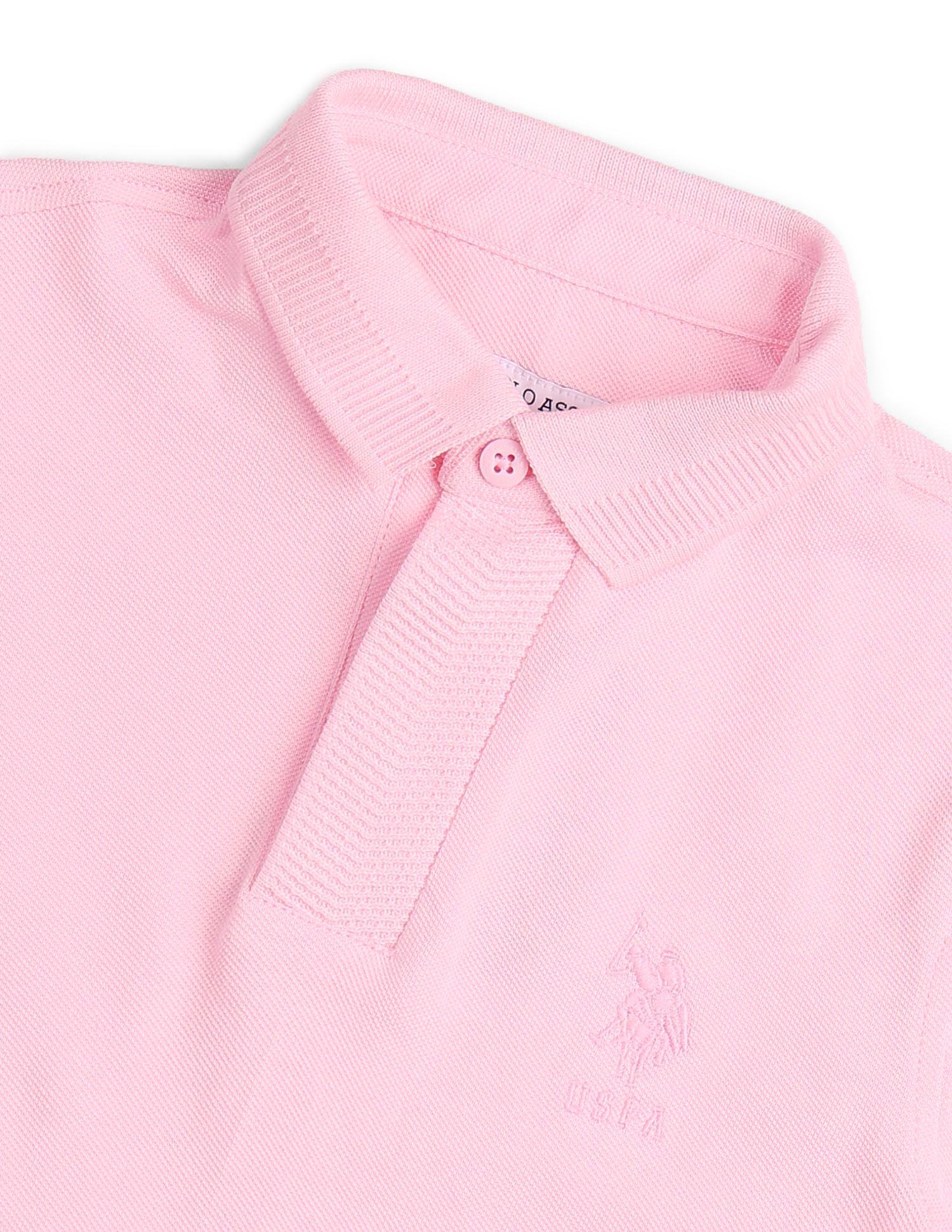 Boys Solid Regular Fit Polo Shirt Pink - U.S. POLO ASSN. | Large