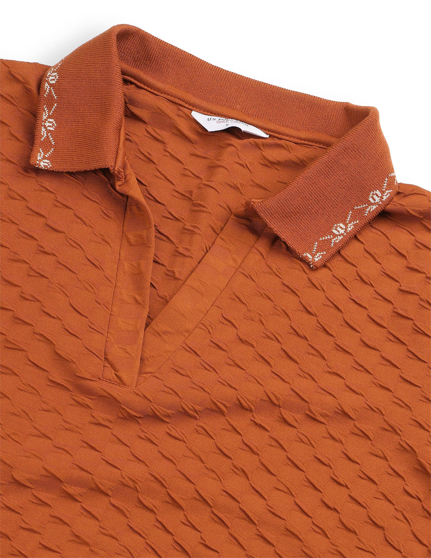 Textured Embroidered Polo Dress Orange - U.S. Polo Assn. India | Large