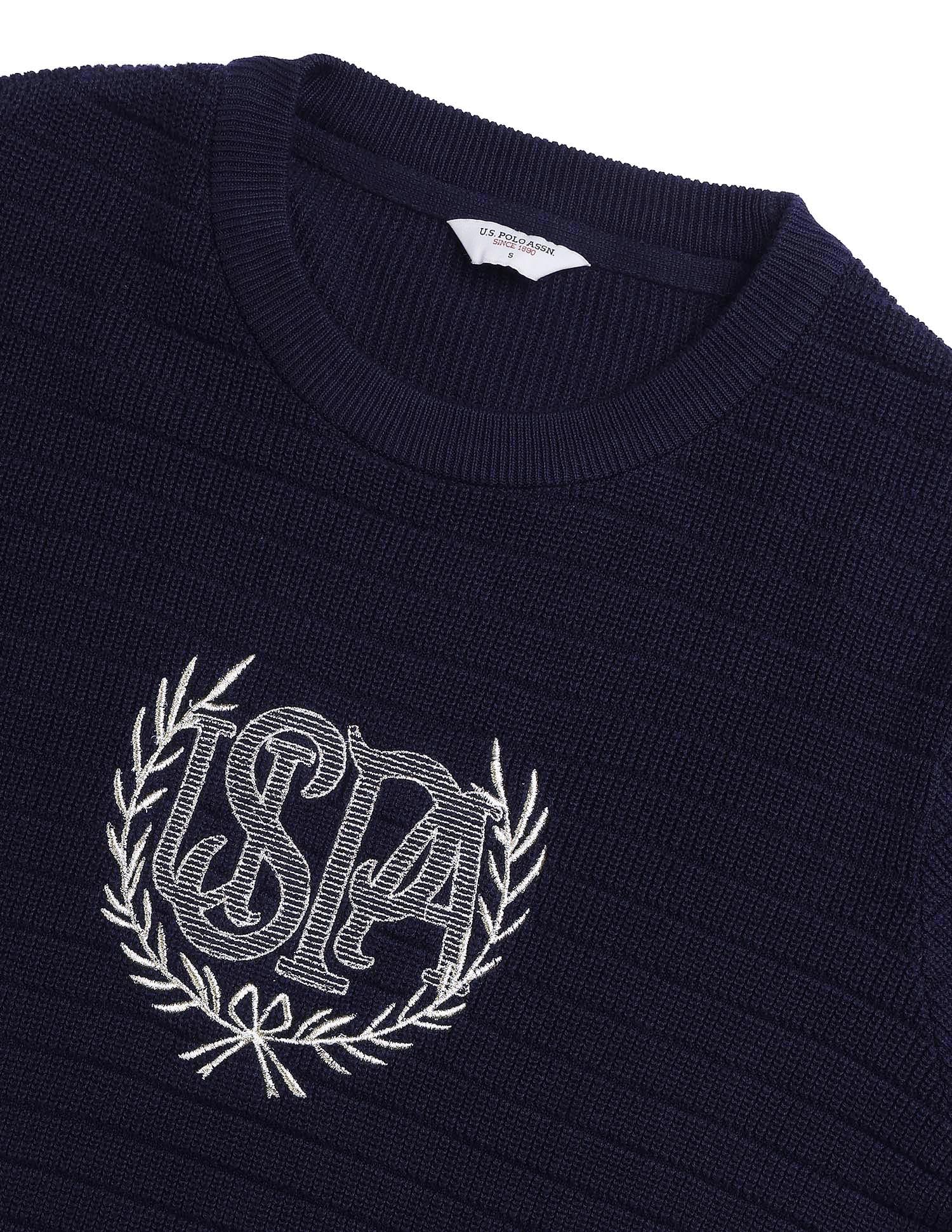 Appliqued Regular Fit Sweater Blue - U.S. POLO ASSN. | Large