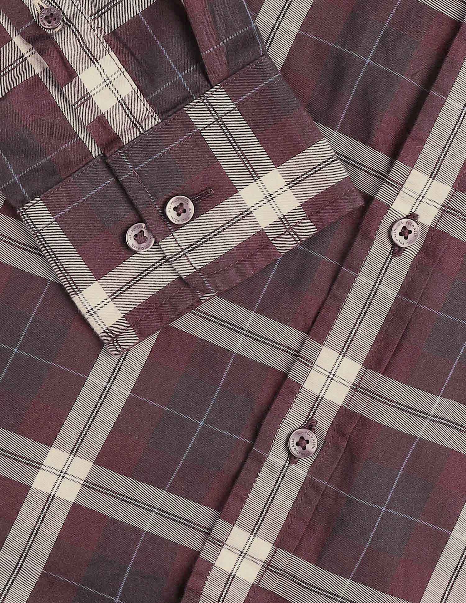Twill Tartan Checked Shirt Maroon - U.S. POLO ASSN. | Large
