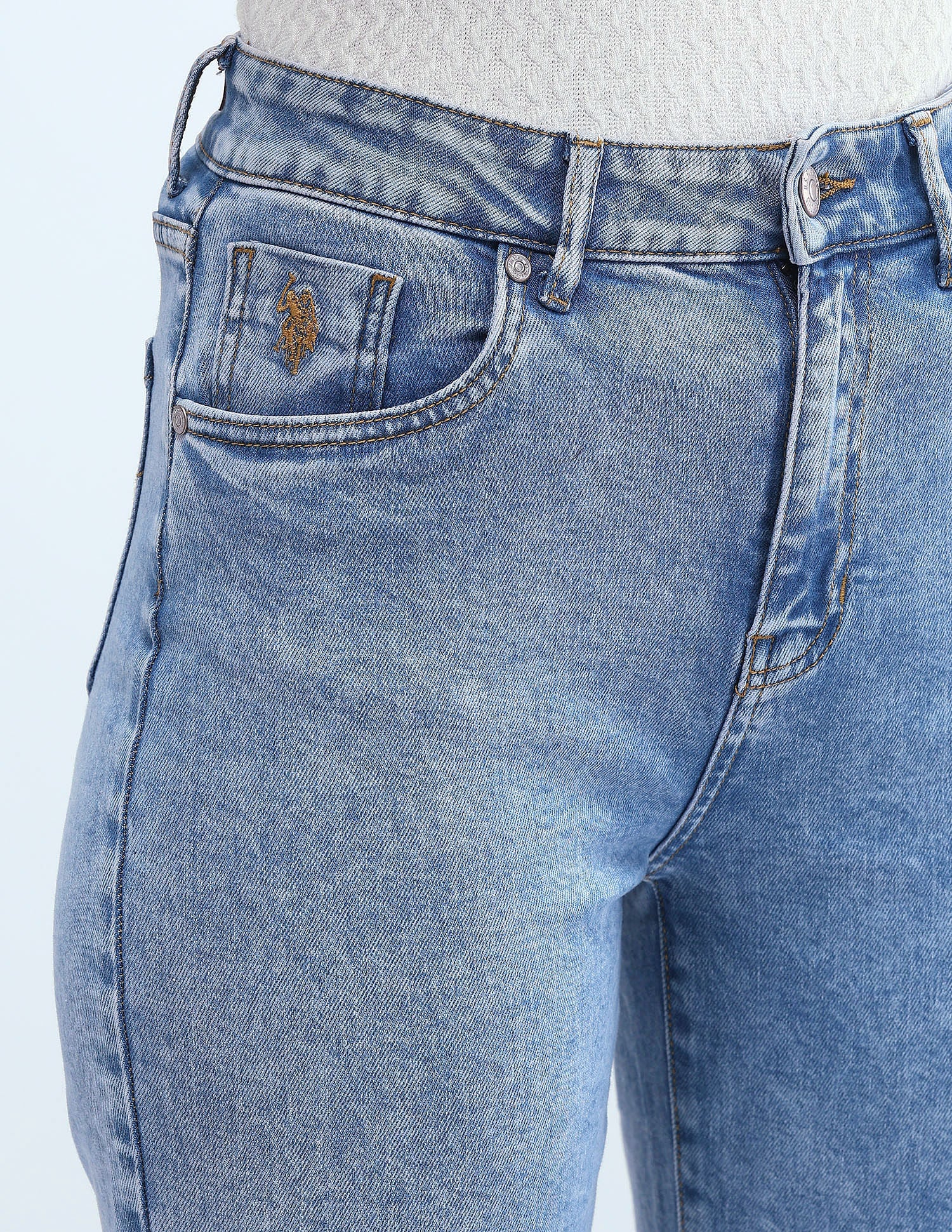 High Rise Straight Fit Jeans Blue - U.S. Polo Assn. India | Large