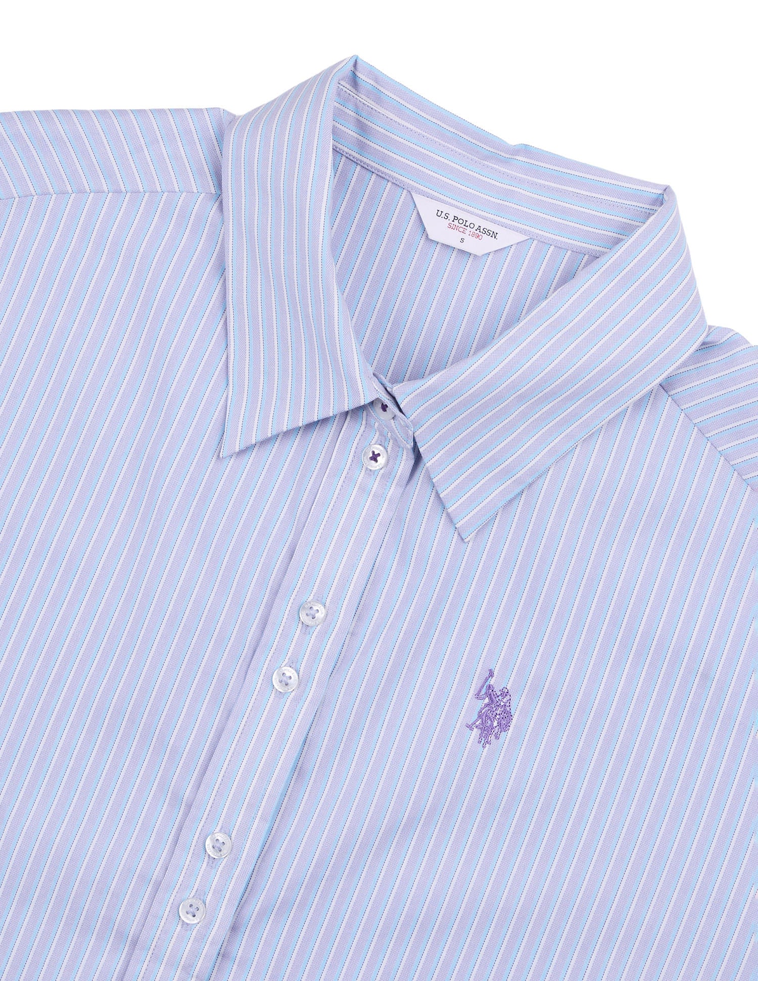 Vertical Striped Boyfriend Fit Shirt Purple - U.S. Polo Assn. India | Large