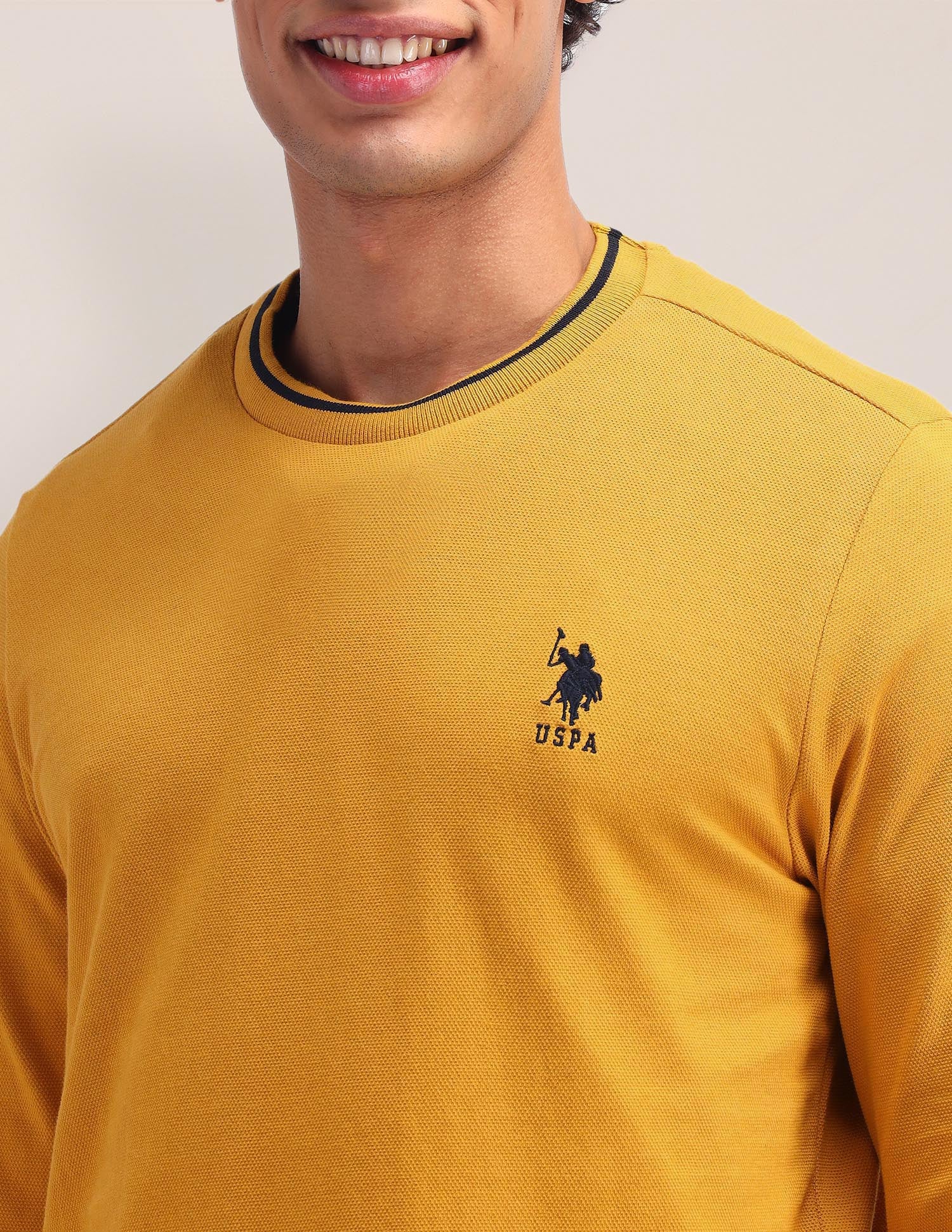 Solid Pattern Slim Fit T-Shirt Mustard - U.S. Polo Assn. India | Large