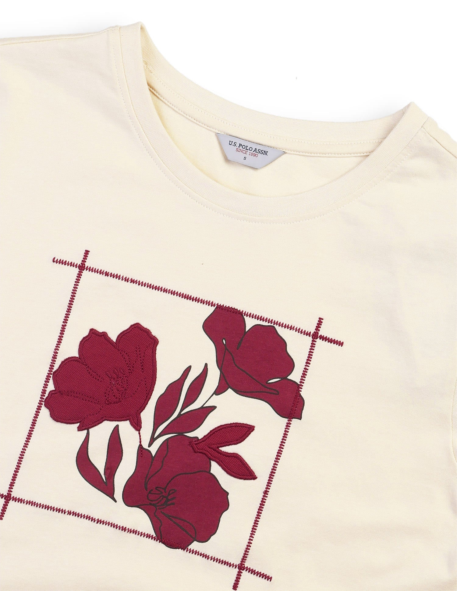 Oversized Fit Floral Printed T-Shirt Ecru - U.S. Polo Assn. India | Large