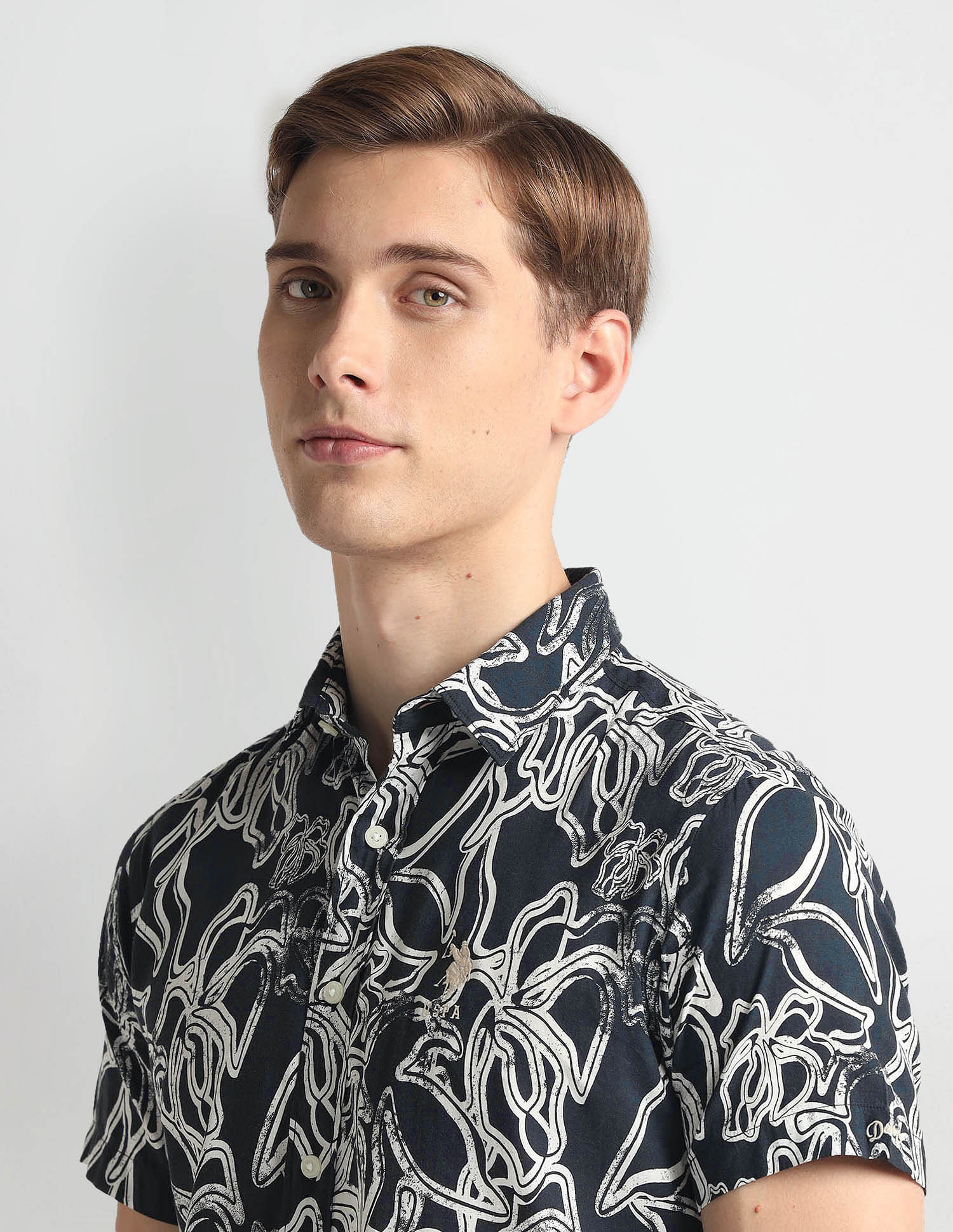 Abstract Print Slim Fit Shirt Black - U.S. Polo Assn. India | Large