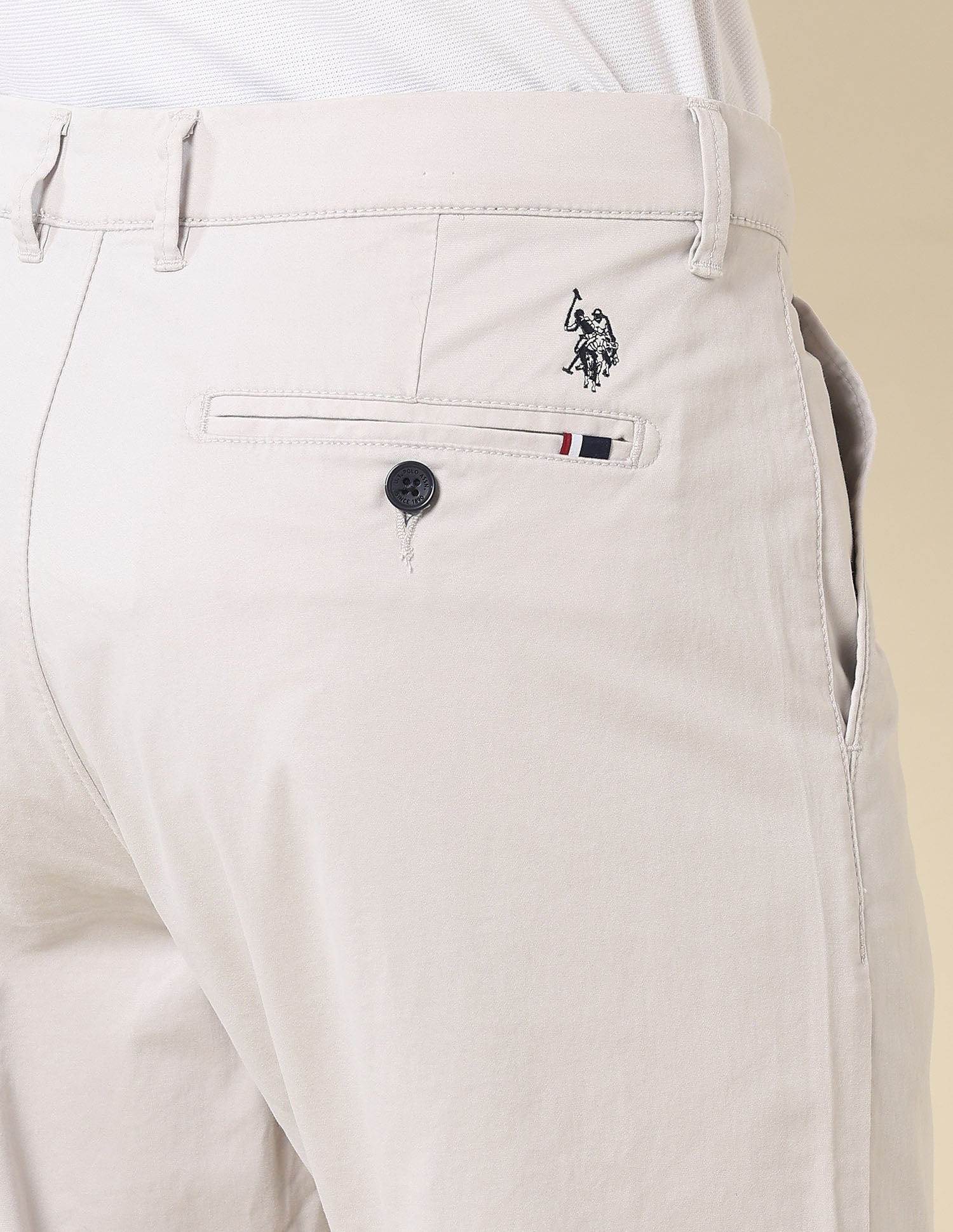Riley Straight Fit Twill Trousers Light Grey - U.S. POLO ASSN. | Large