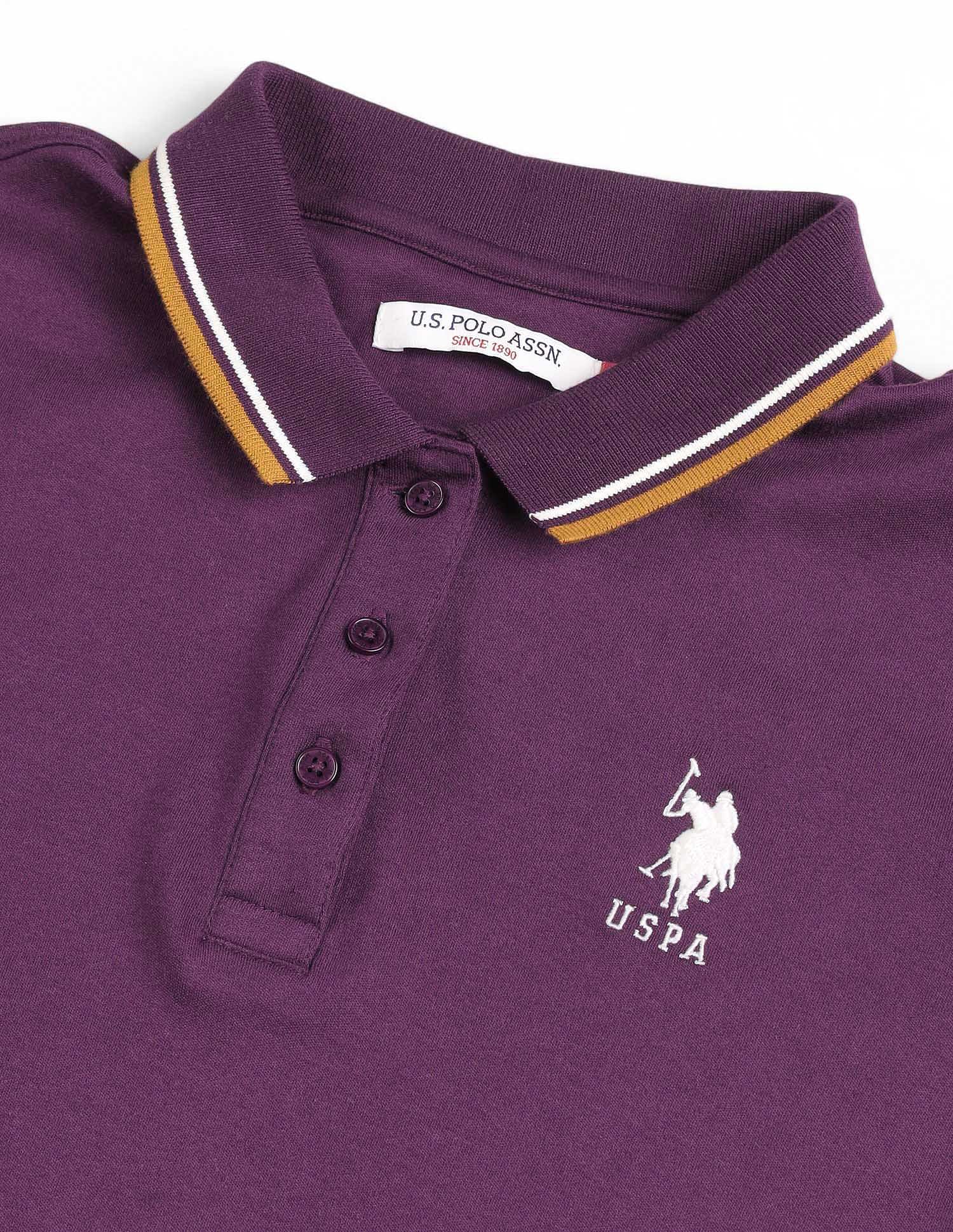Regular Fit Solid Polo Shirt Wine - U.S. POLO ASSN. | Large