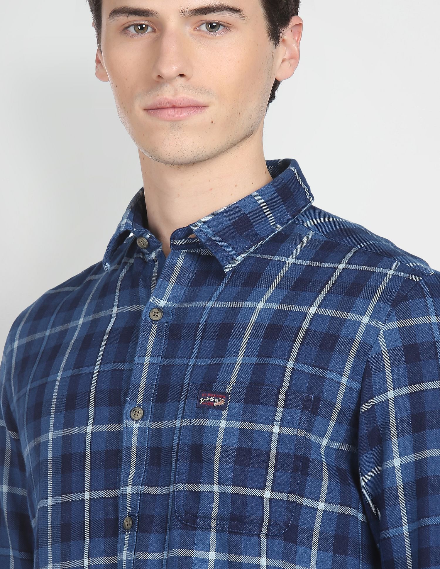 Tartan Check Cotton Casual Shirt Indigo - U.S. POLO ASSN. | Large