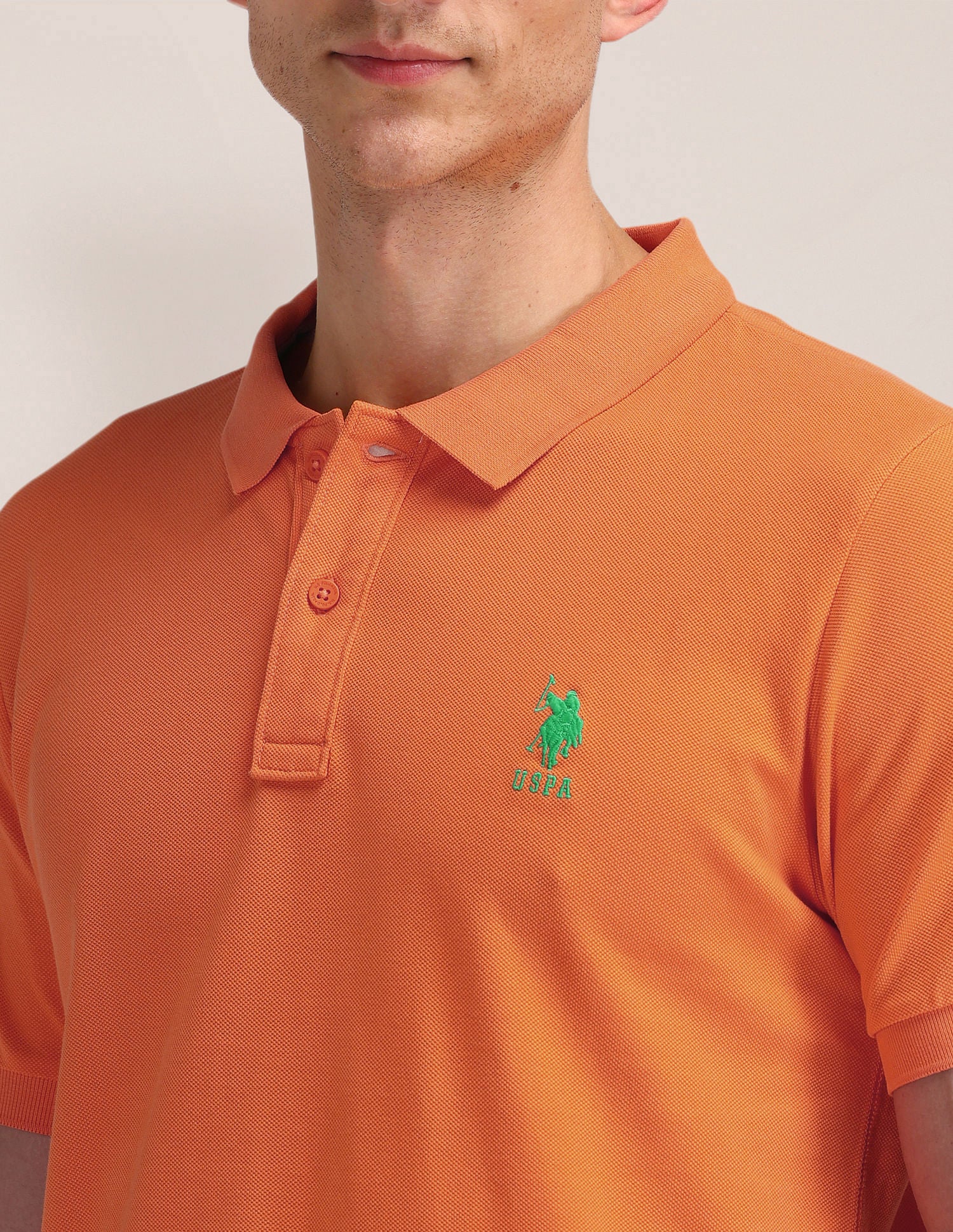 Slim Fit Solid Polo Shirt Orange - U.S. POLO ASSN. | Large