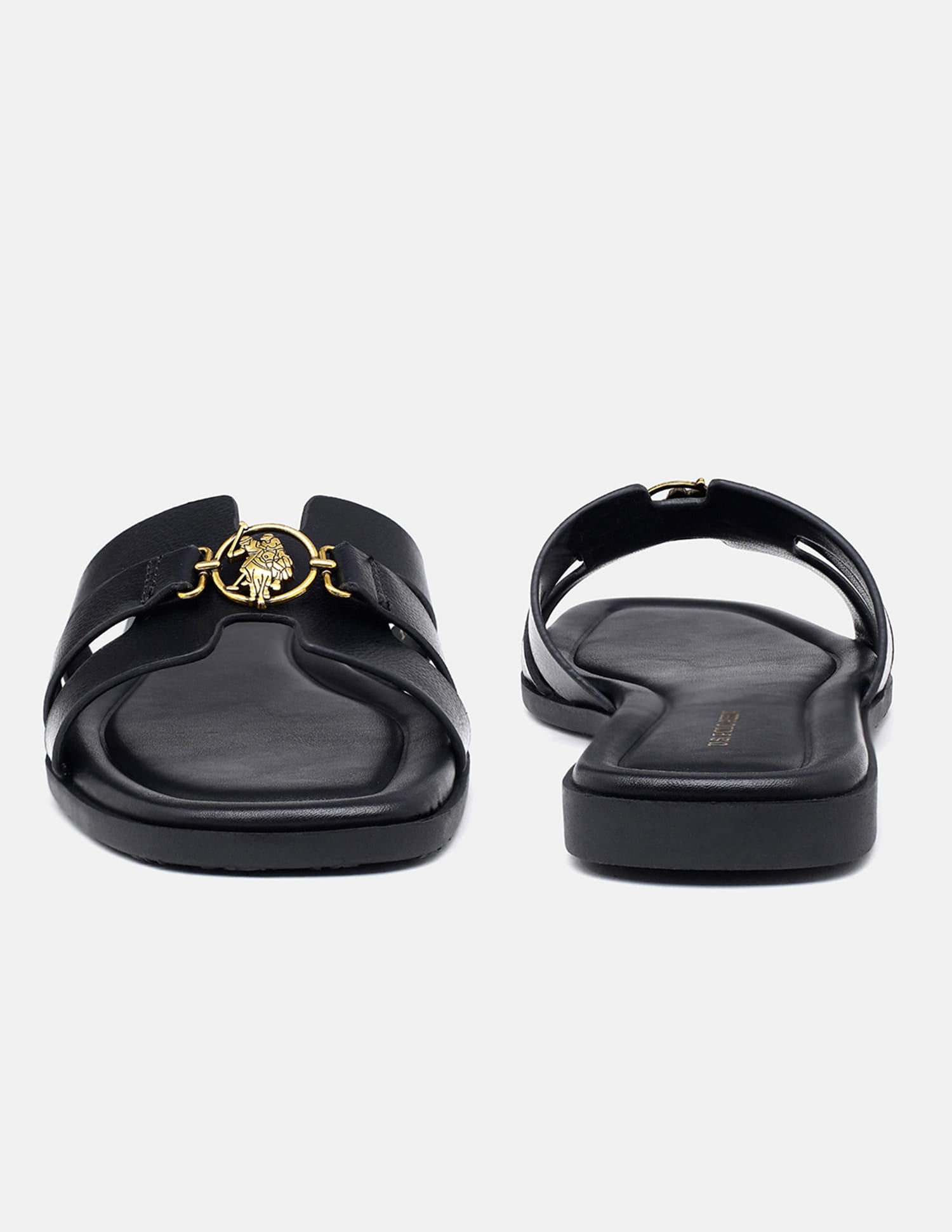 Saphira Gold Hardware Sandals Black - U.S. Polo Assn. India | Large