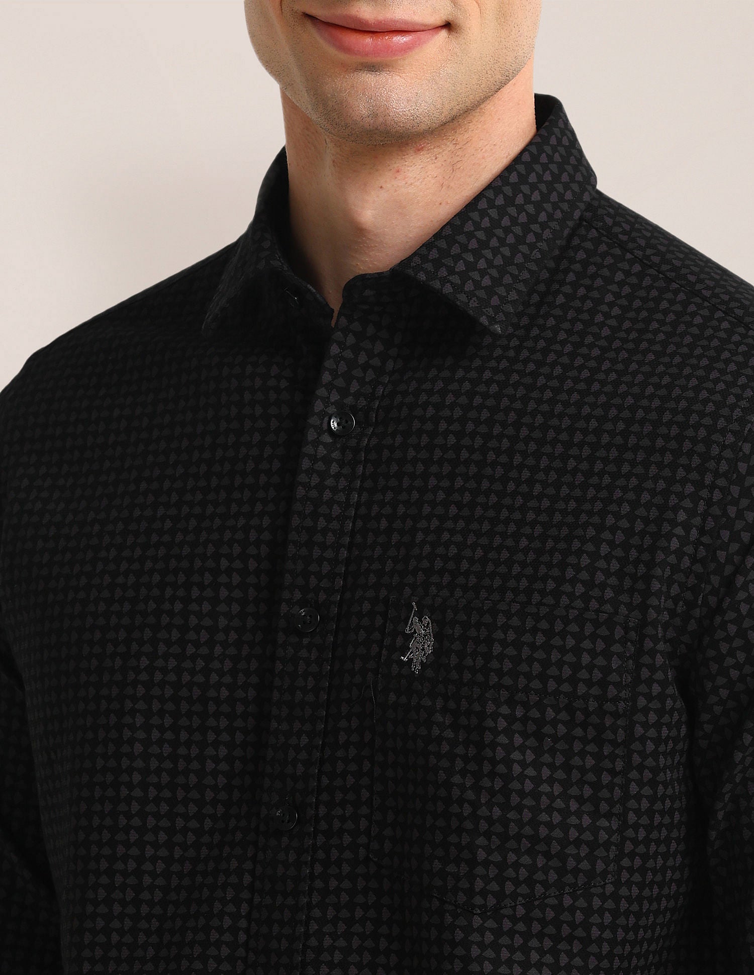 Tailored Fit Geometric Shirt Black - U.S. POLO ASSN. | Large