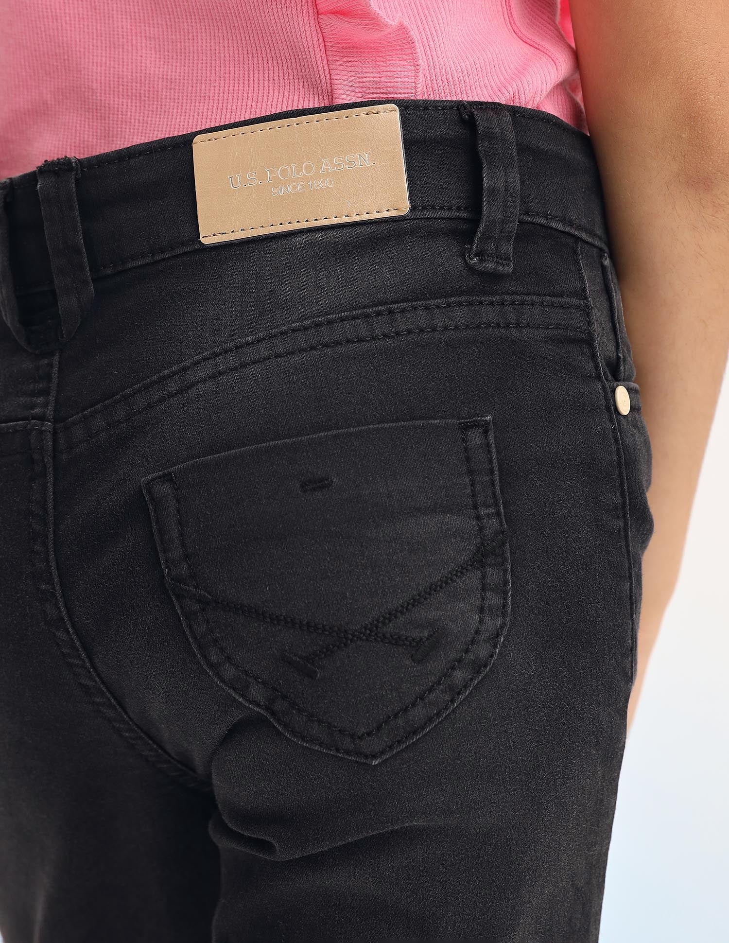 Girls Bootcut Fit Black Jeans Black - U.S. POLO ASSN. | Large