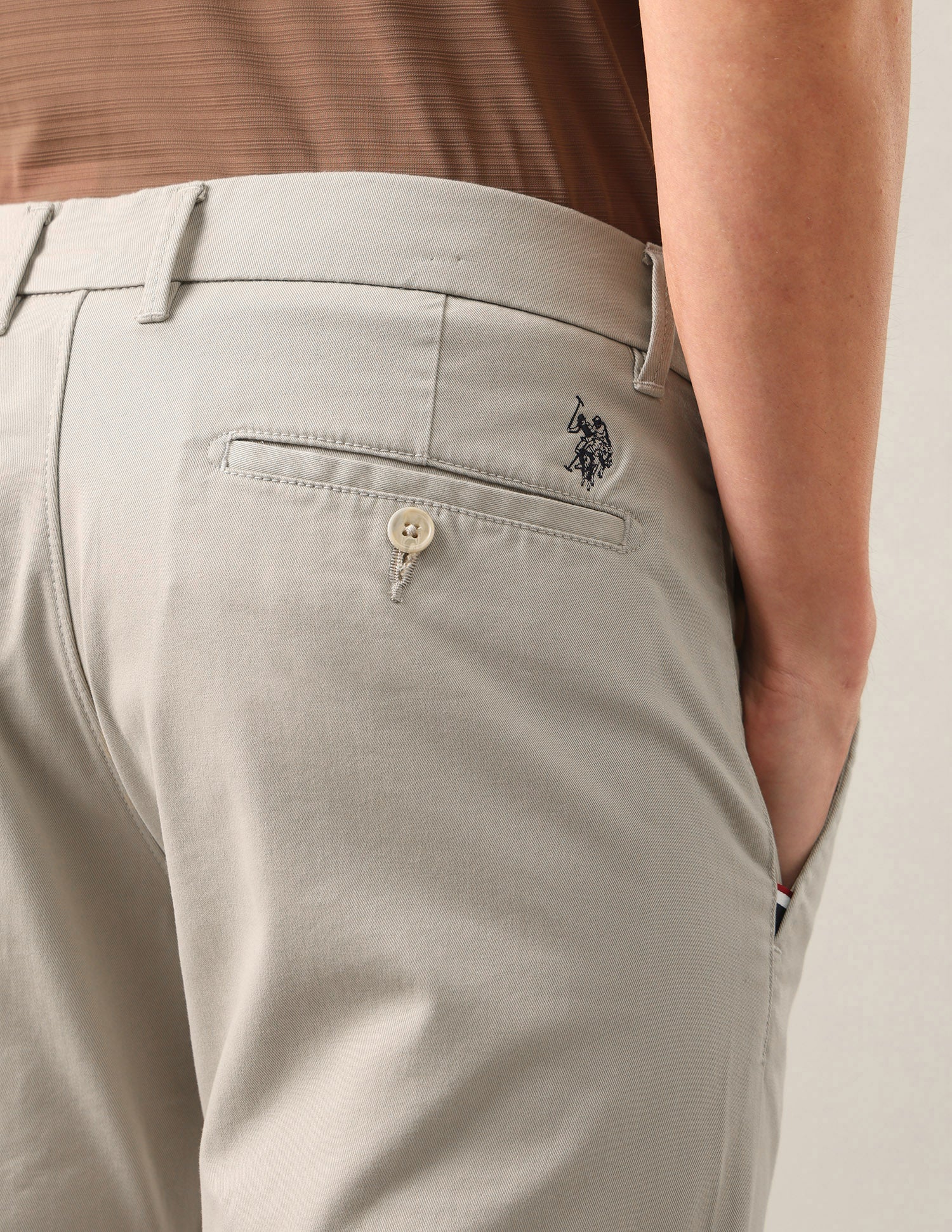 Austin Slim Fit Twill Trousers Stone - U.S. Polo Assn. India | Large