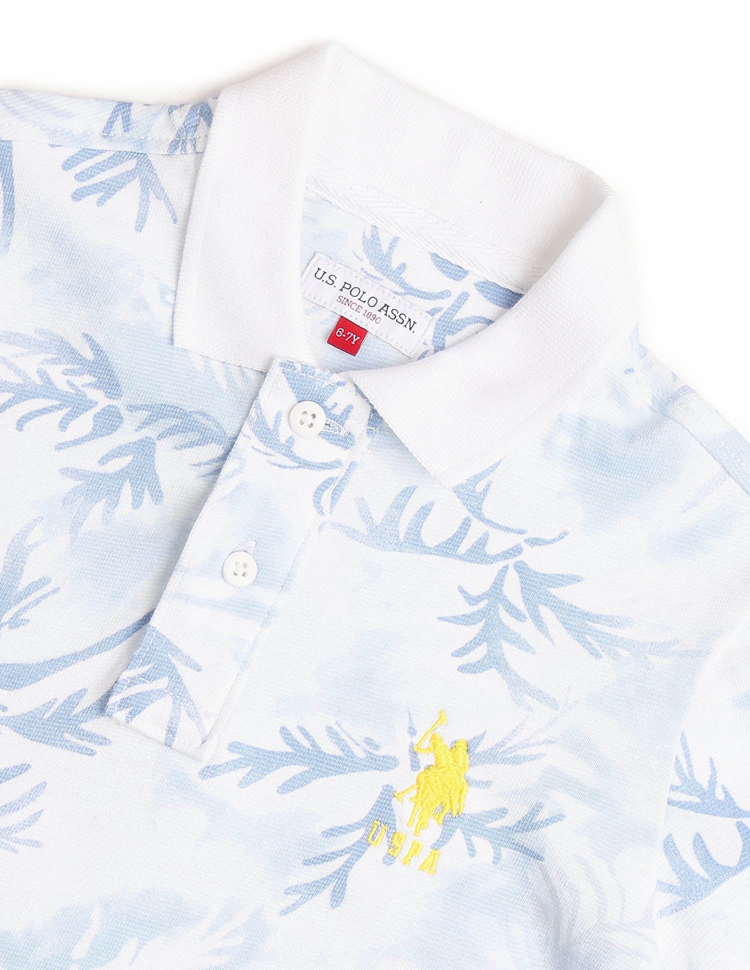 Boys All Over Printed Regular Fit Polo Shirt Light Blue - U.S. POLO ASSN. | Large