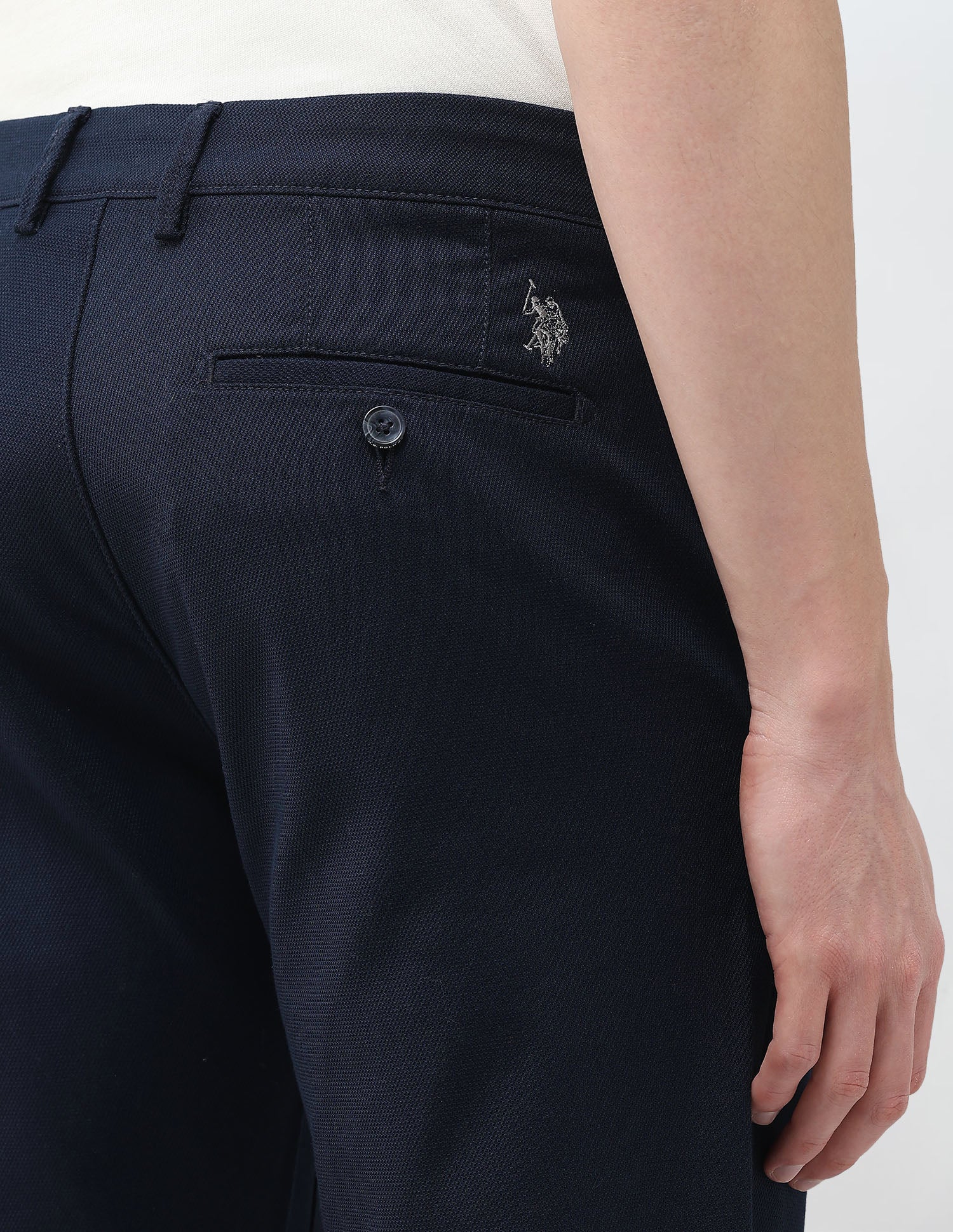 Riley Straight Fit Satin Trousers Navy - U.S. Polo Assn. India | Large