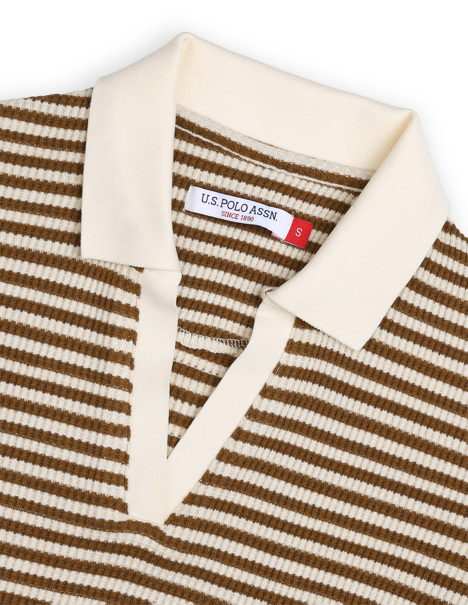 Horizontal Striped Relaxed Fit Polo Shirt Beige - U.S. Polo Assn. India | Large