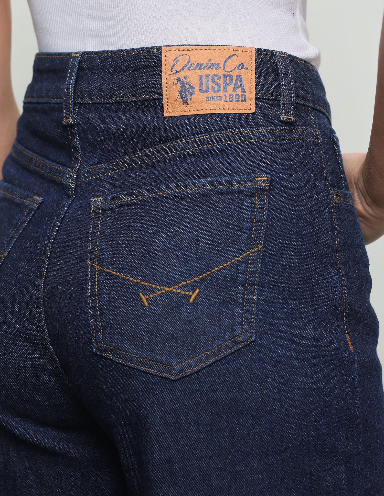 Rinsed Wide Leg Fit Jeans Dark Blue - U.S. Polo Assn. India | Large