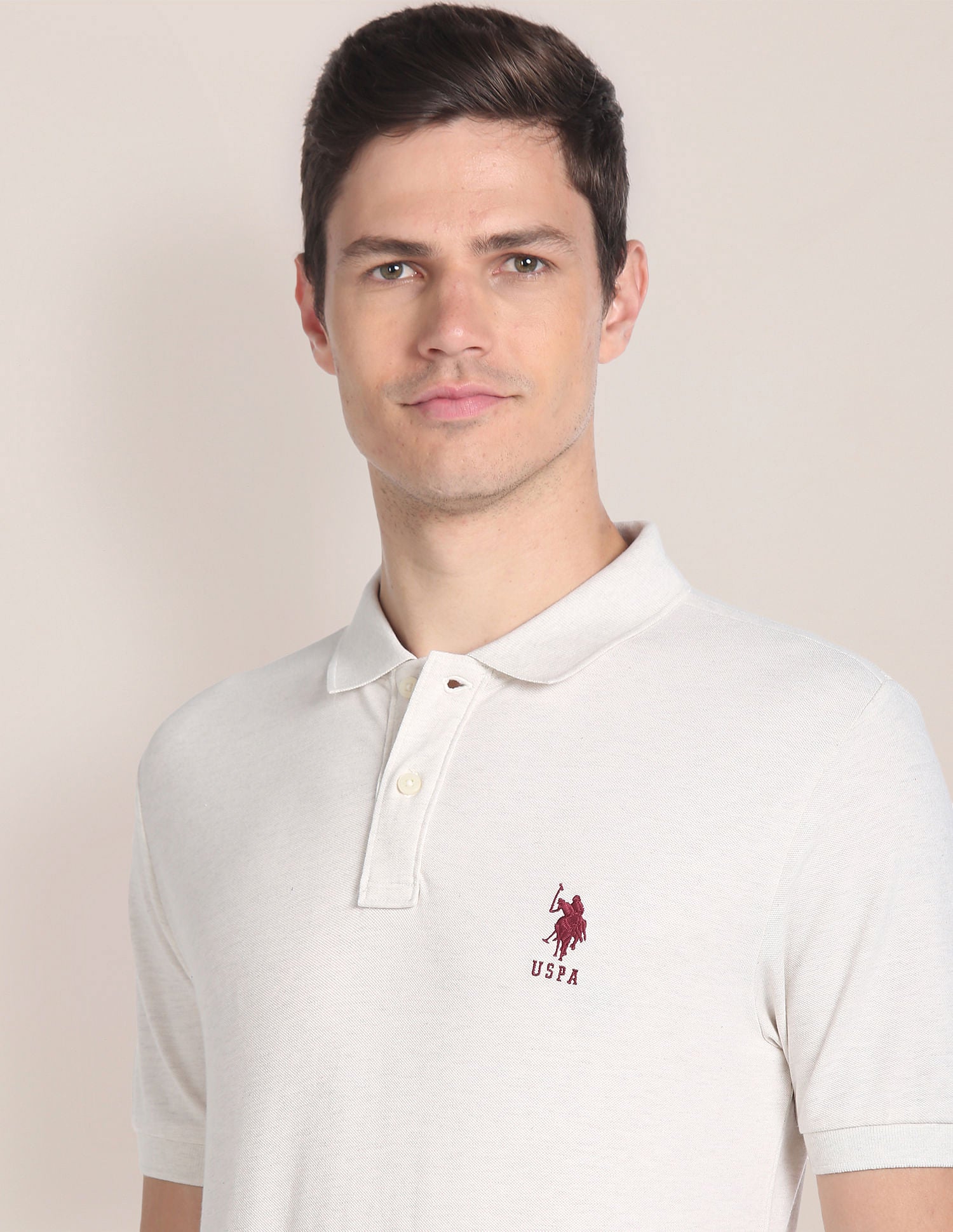 Slim Fit Solid Polo Shirt White - U.S. Polo Assn. India | Large