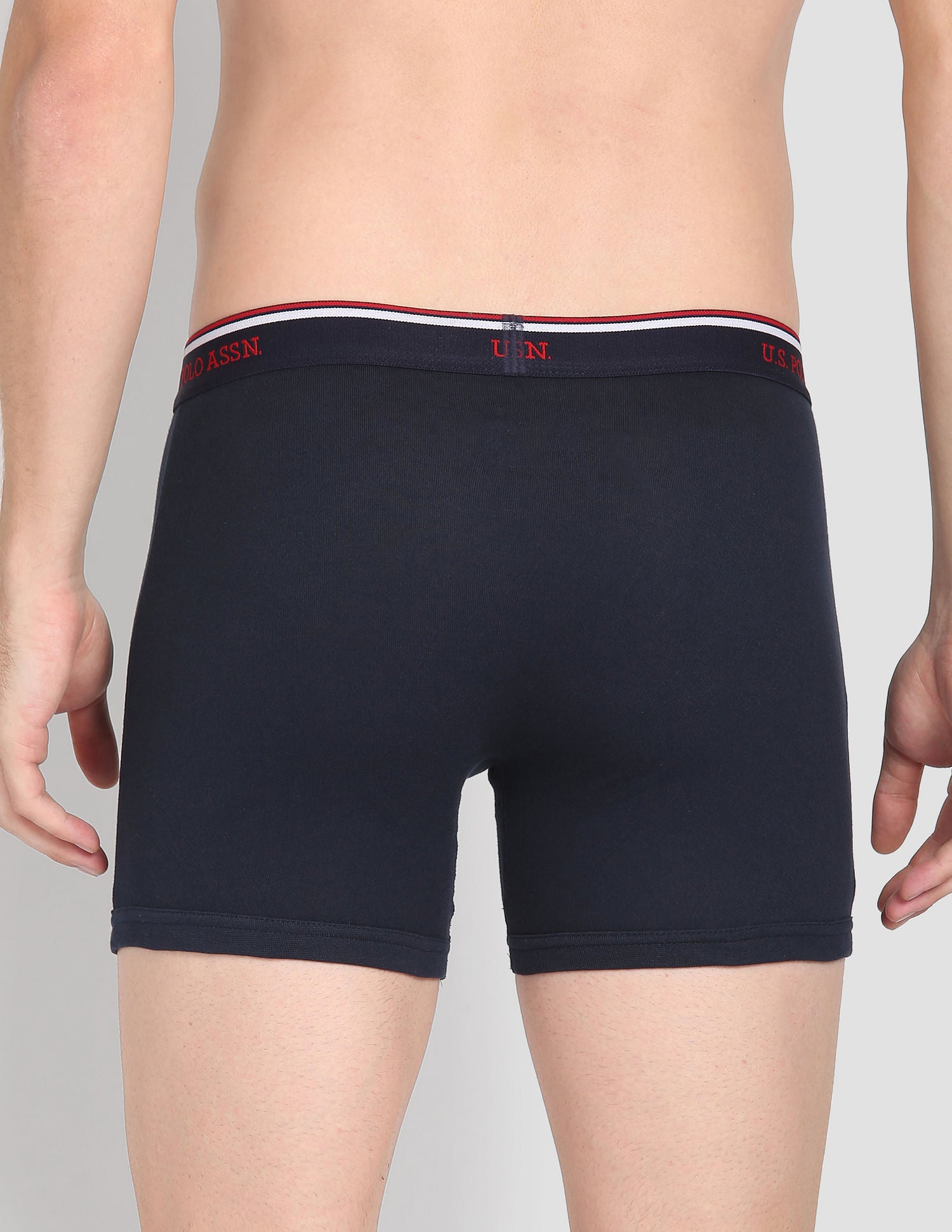 Mid Rise Solid 1667 Trunks - Pack Of 3 Black, Grey Melange and Navy - U.S. POLO ASSN. | Large