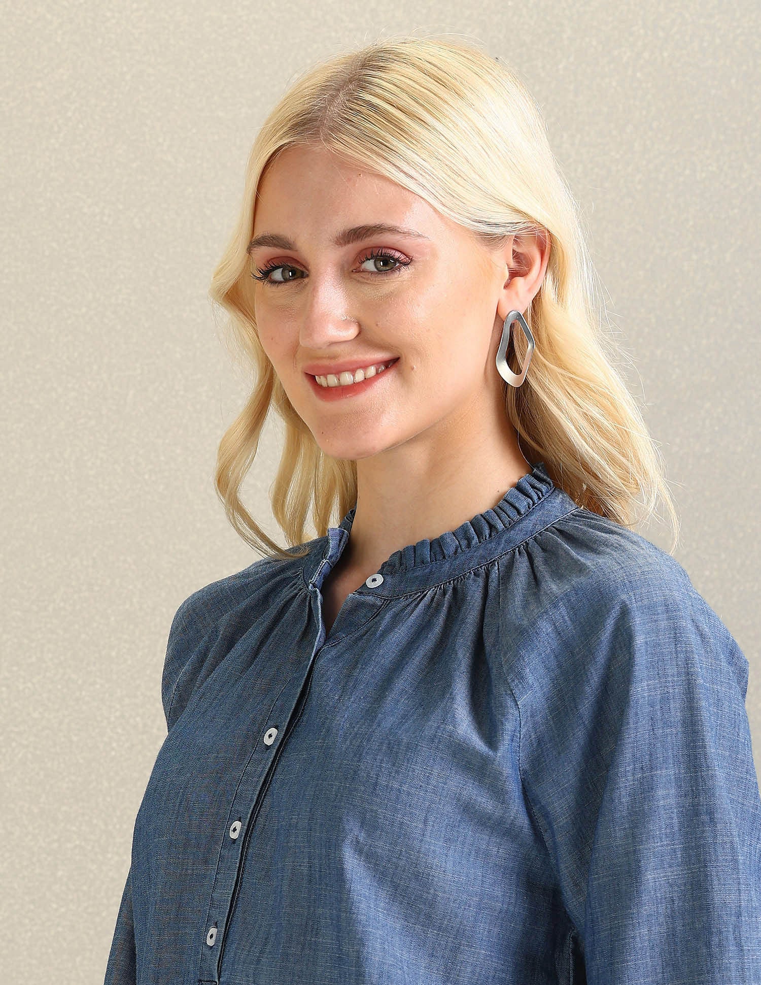 Raglan Sleeve Chambray Shirt Blue - U.S. Polo Assn. India | Large