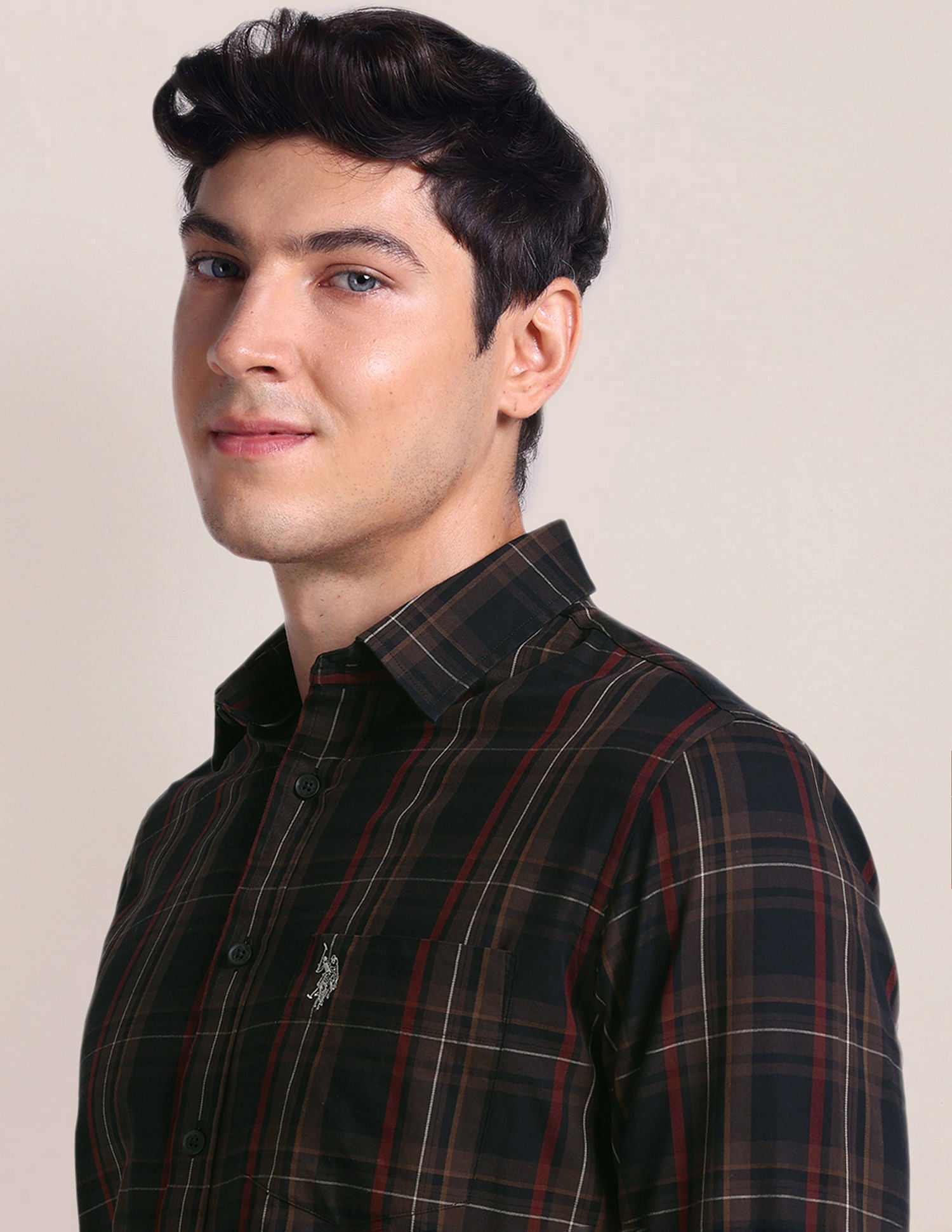 Tartan Check Tailored Fit Shirt Brown - U.S. POLO ASSN. | Large