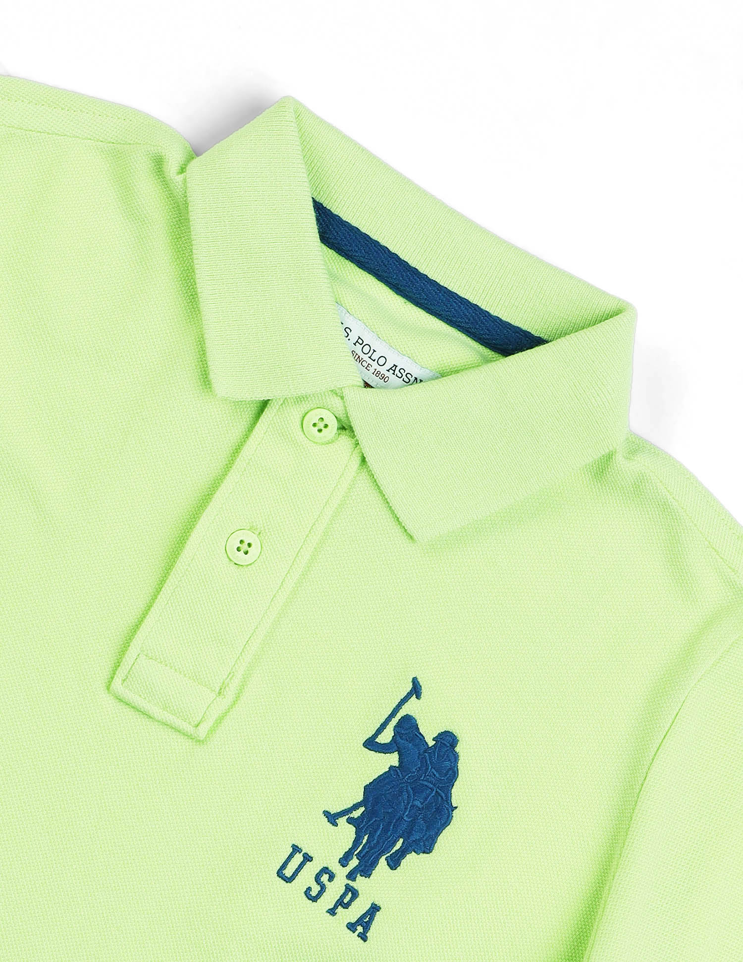 Ribbed Collar Pique Polo Shirt Green - U.S. POLO ASSN. | Large
