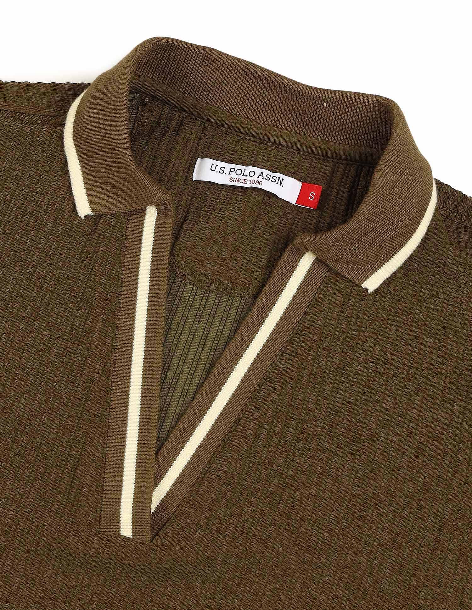 Regular Fit Textured Polo Shirt Olive - U.S. POLO ASSN. | Large