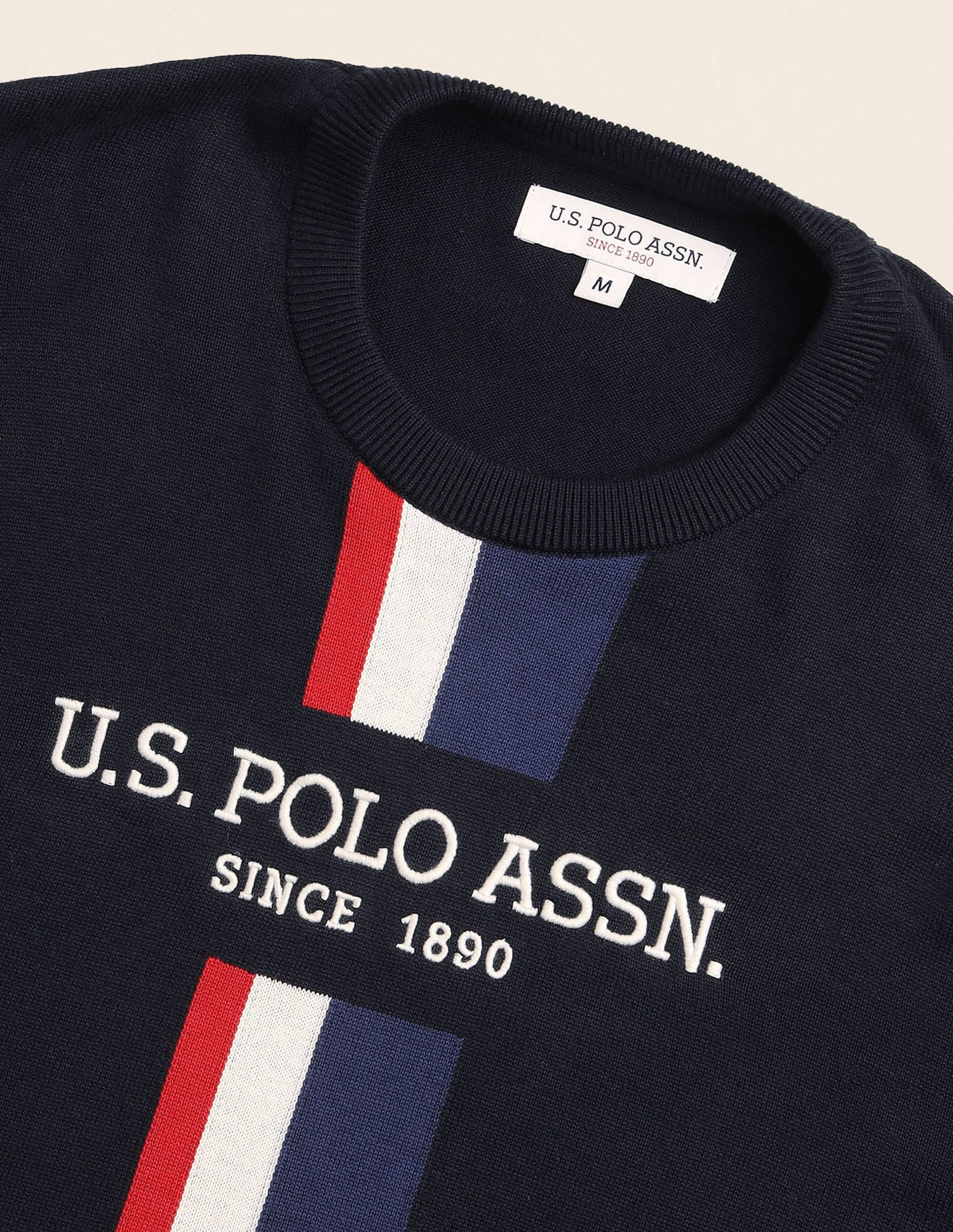 Brand Printed Regular Fit Sweater Navy - U.S. Polo Assn. India | Large