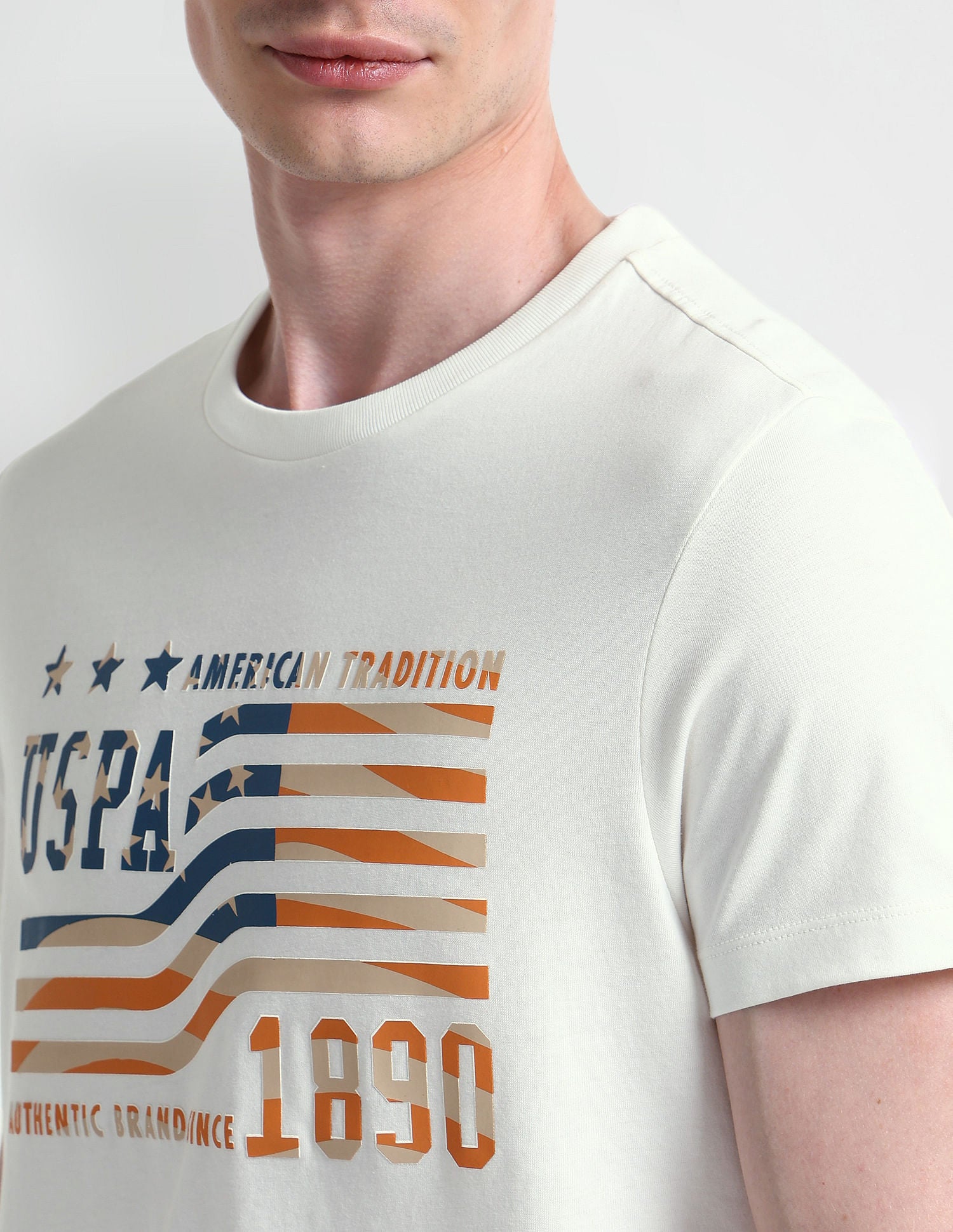 Muscle Fit Logo Cotton T-Shirt White - U.S. Polo Assn. India | Large