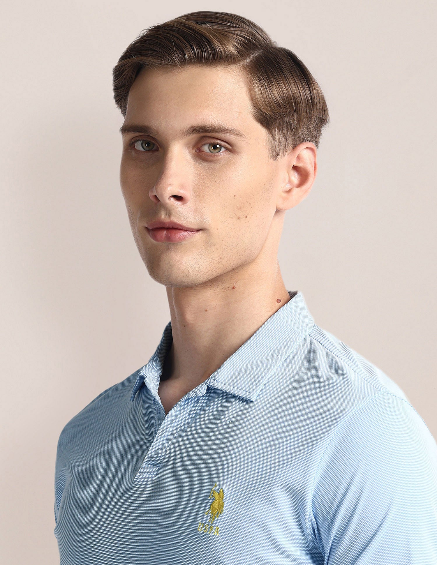 Solid Slim Fit Polo Shirt Blue - U.S. Polo Assn. India | Large