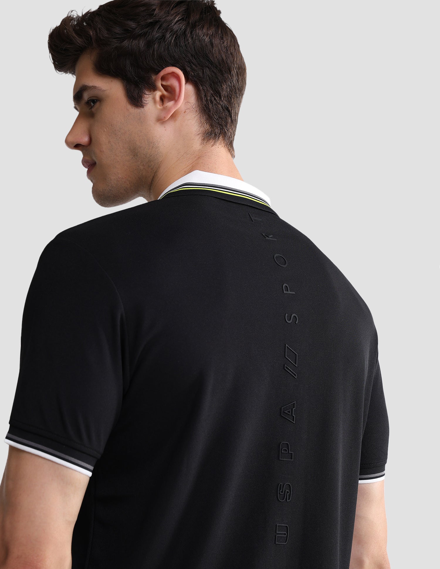 Solid Slim Fit Active Polo Shirt Black - U.S. Polo Assn. India | Large