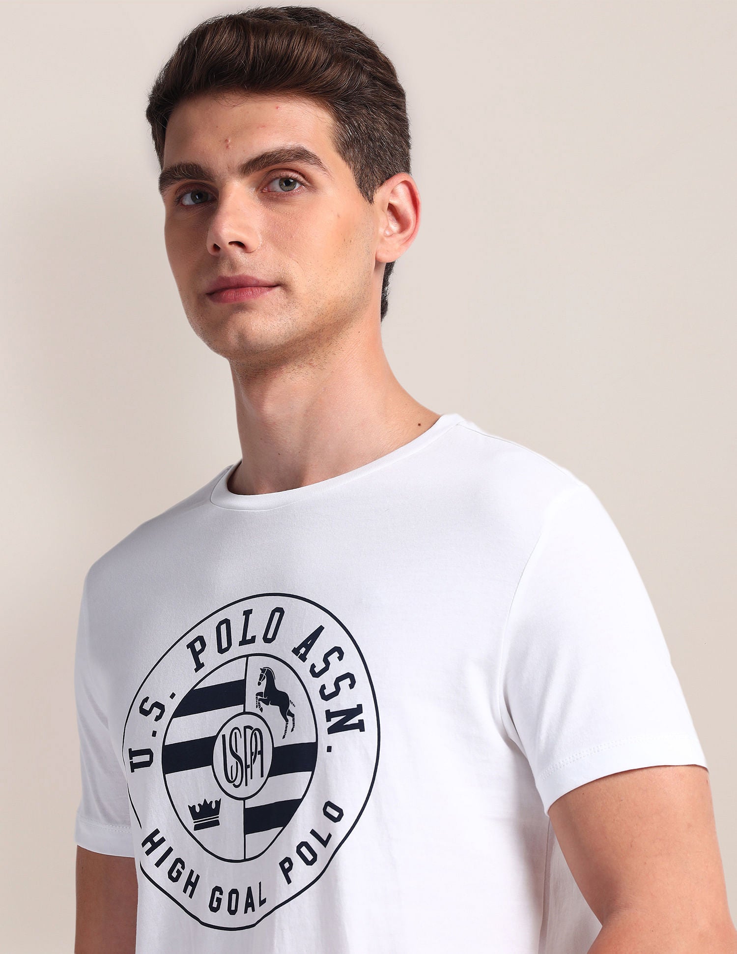 Brand Print Slim Fit T-Shirt White - U.S. Polo Assn. India | Large