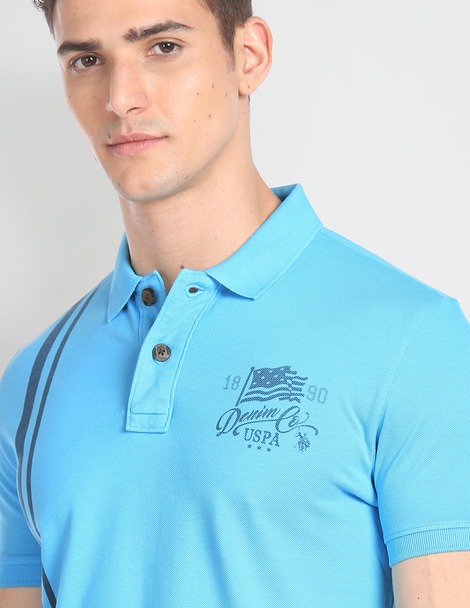 Vertical Stripe Cotton Polo Shirt Blue - U.S. POLO ASSN. | Large
