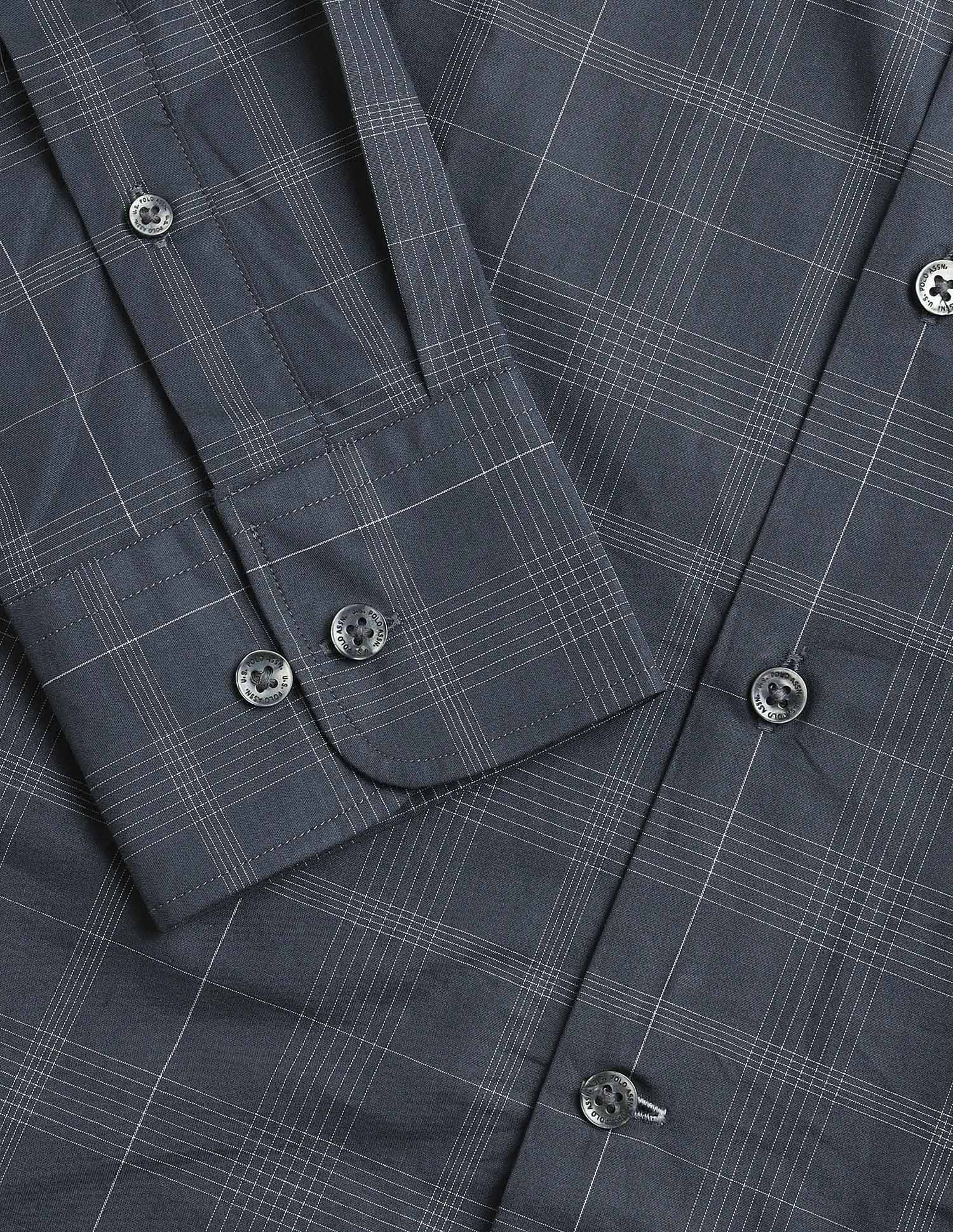 Tartan Checked Tailored Fit Shirt Dark Grey - U.S. Polo Assn. India | Large