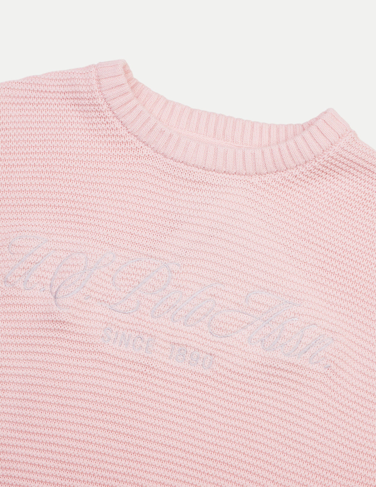 Brand Embroidered Boxy Fit Sweater Light Pink - U.S. Polo Assn. India | Large