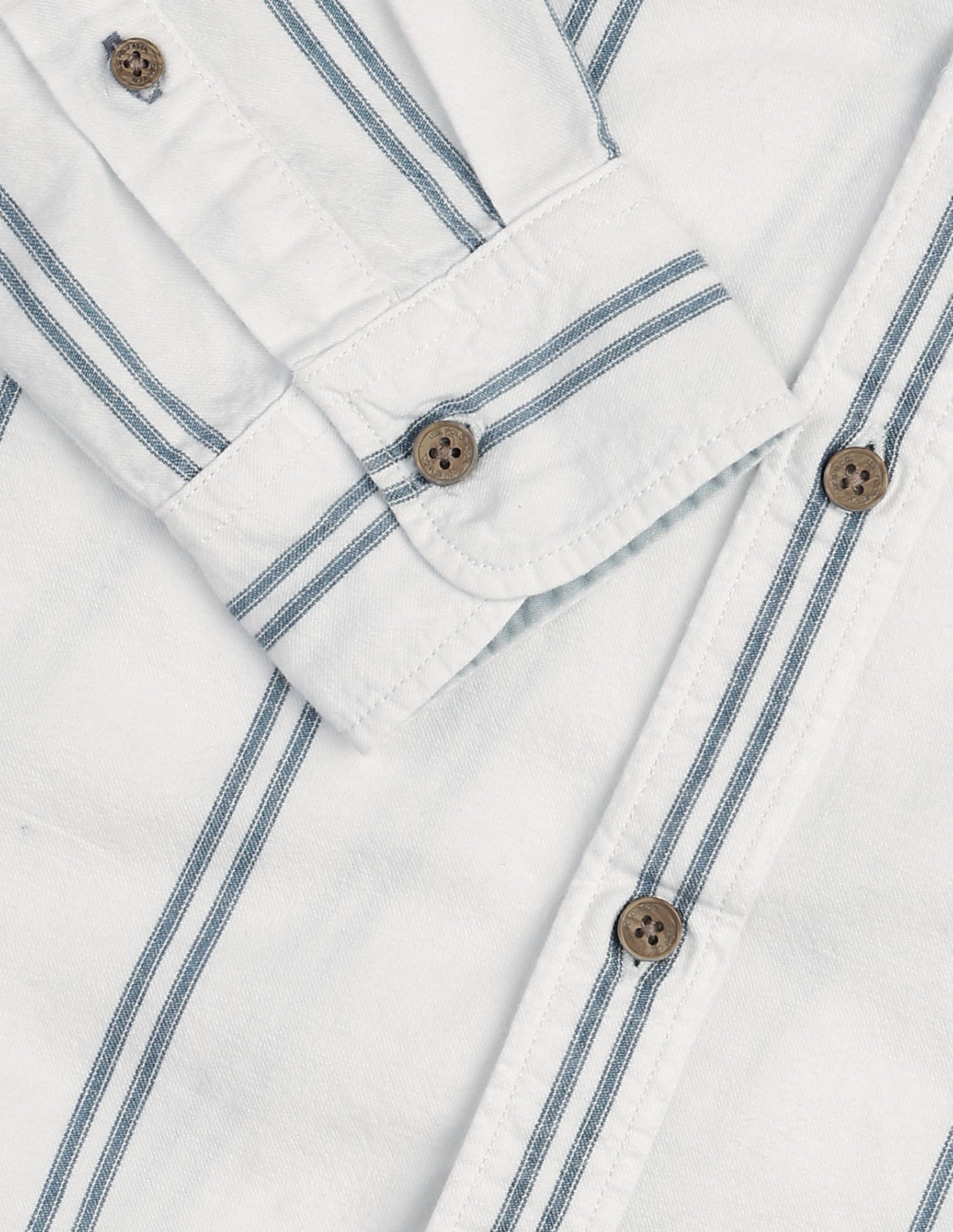 Vertical Striped Twill Shirt White - U.S. POLO ASSN. | Large