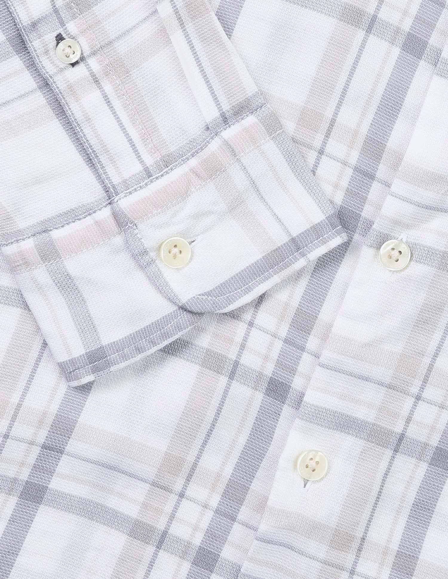 Grid Tattersall Checked Regular Fit Dobby Shirt Ecru - U.S. Polo Assn. India | Large