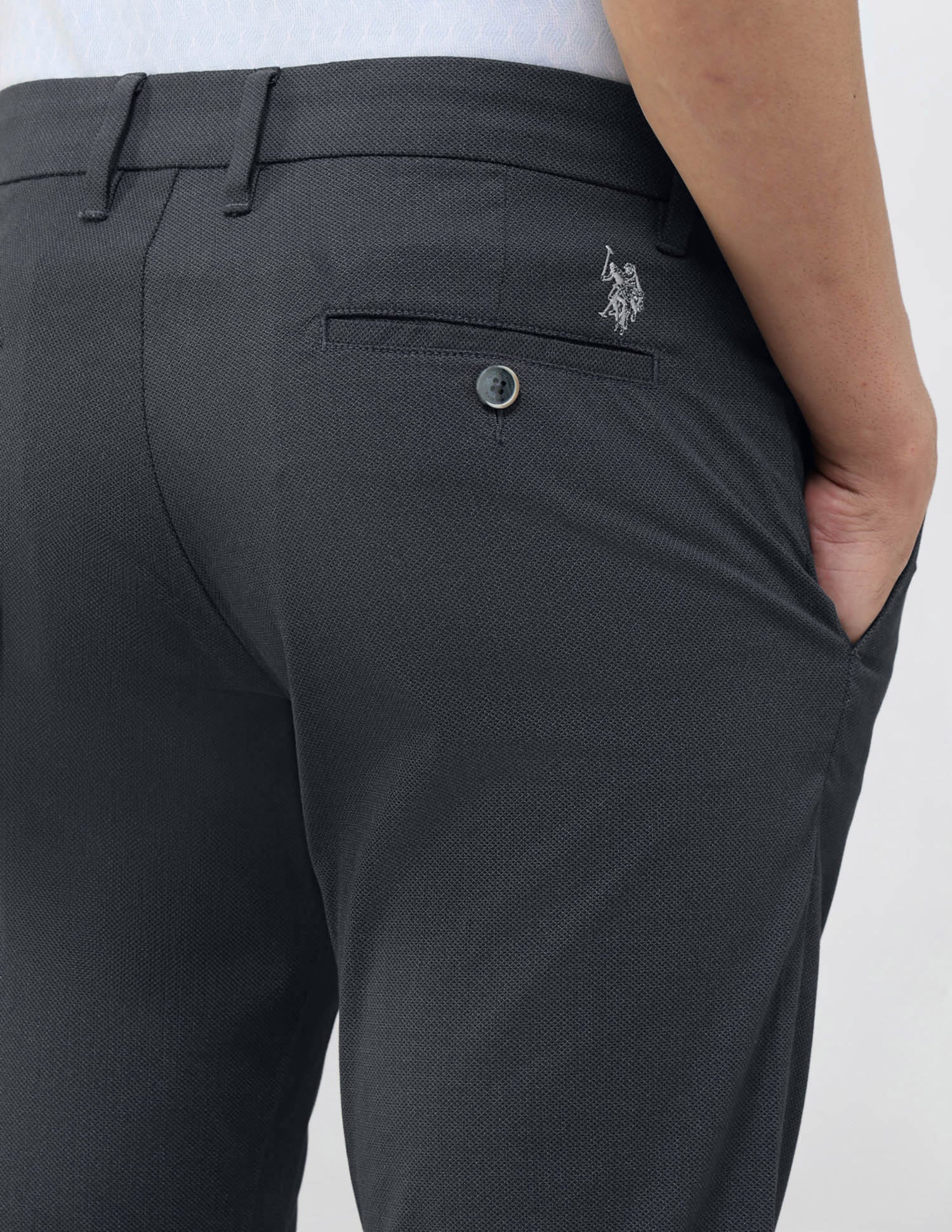 Textured Slim Fit Trousers Navy - U.S. POLO ASSN. | Large