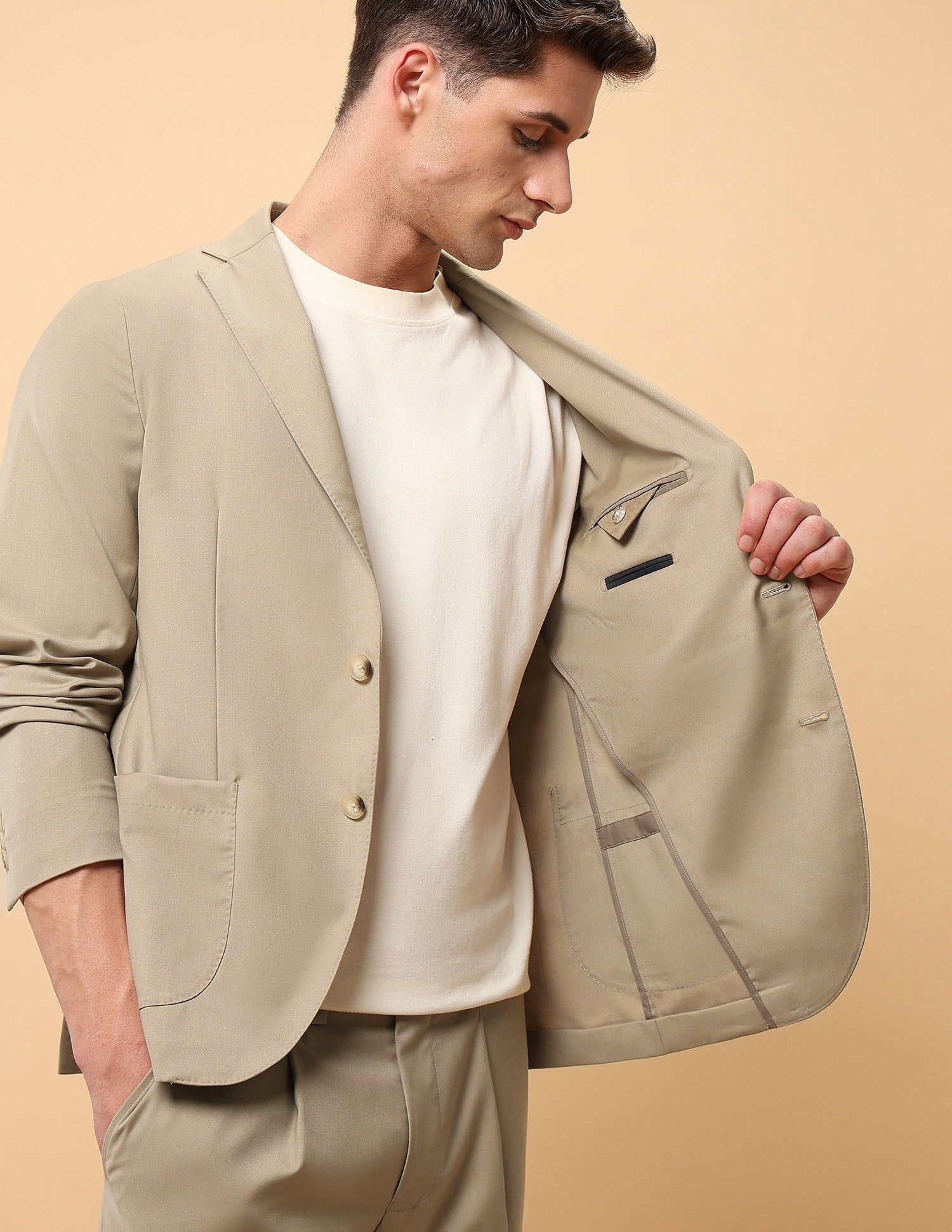 Pacho X Satin Slim Fit Blazer Beige - U.S. POLO ASSN. | Large